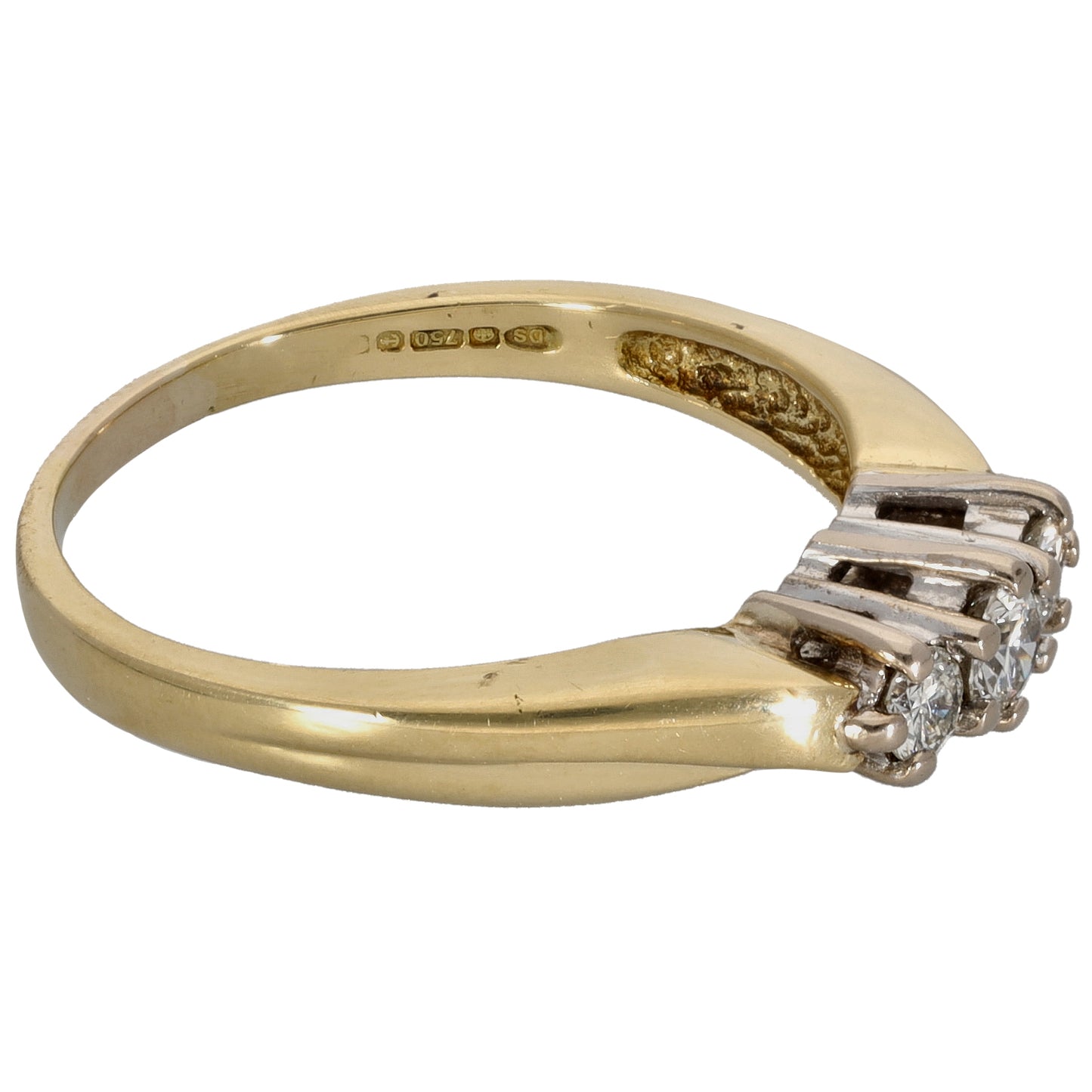 18ct Gold 0.29ct Diamond Trilogy Stone Ring Size M