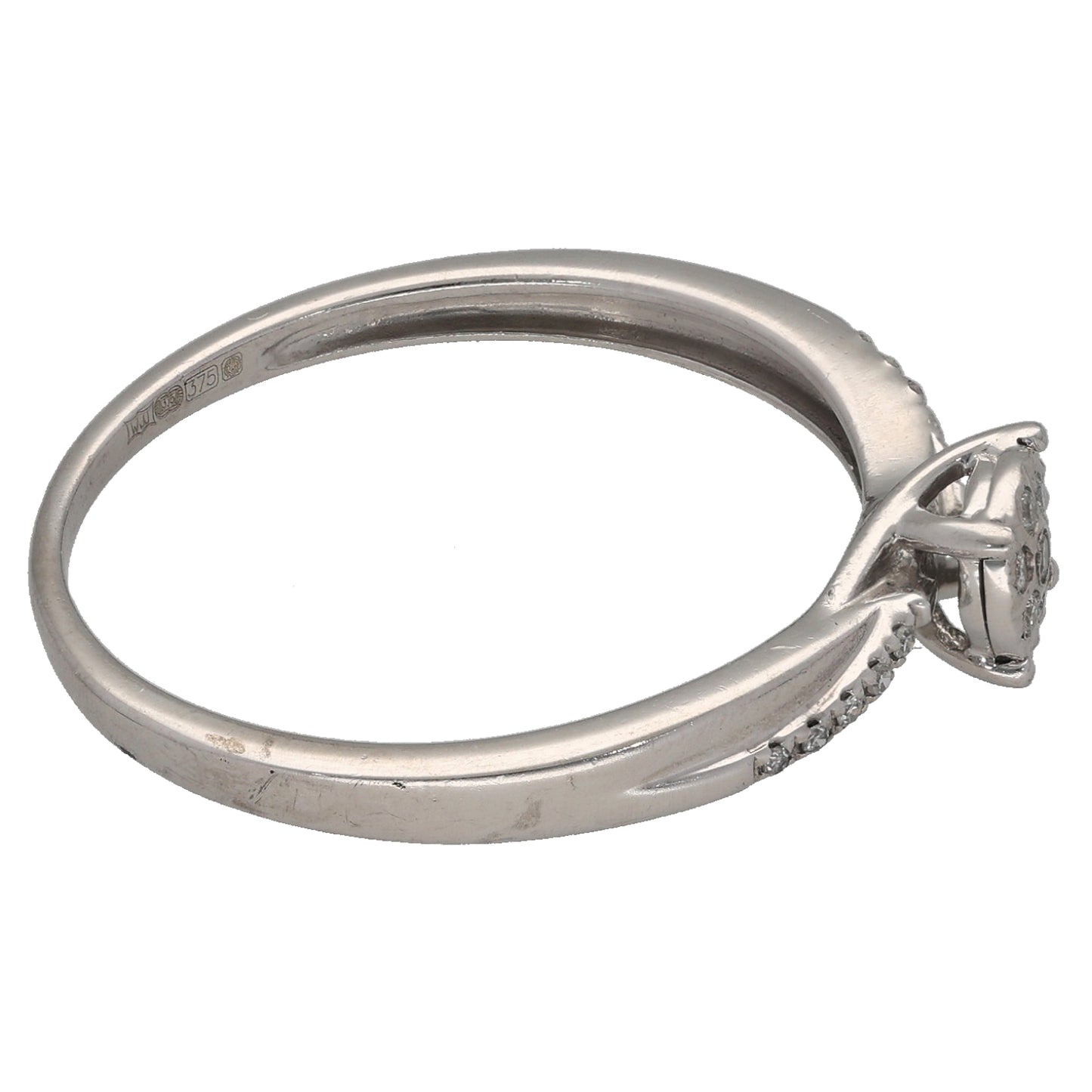 9ct White Gold 0.085ct Diamond Dress/Cocktail Ring Size T