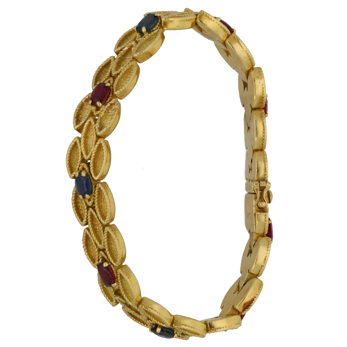 18ct Gold Man Made Sapphire Fancy Stone Set Bracelet