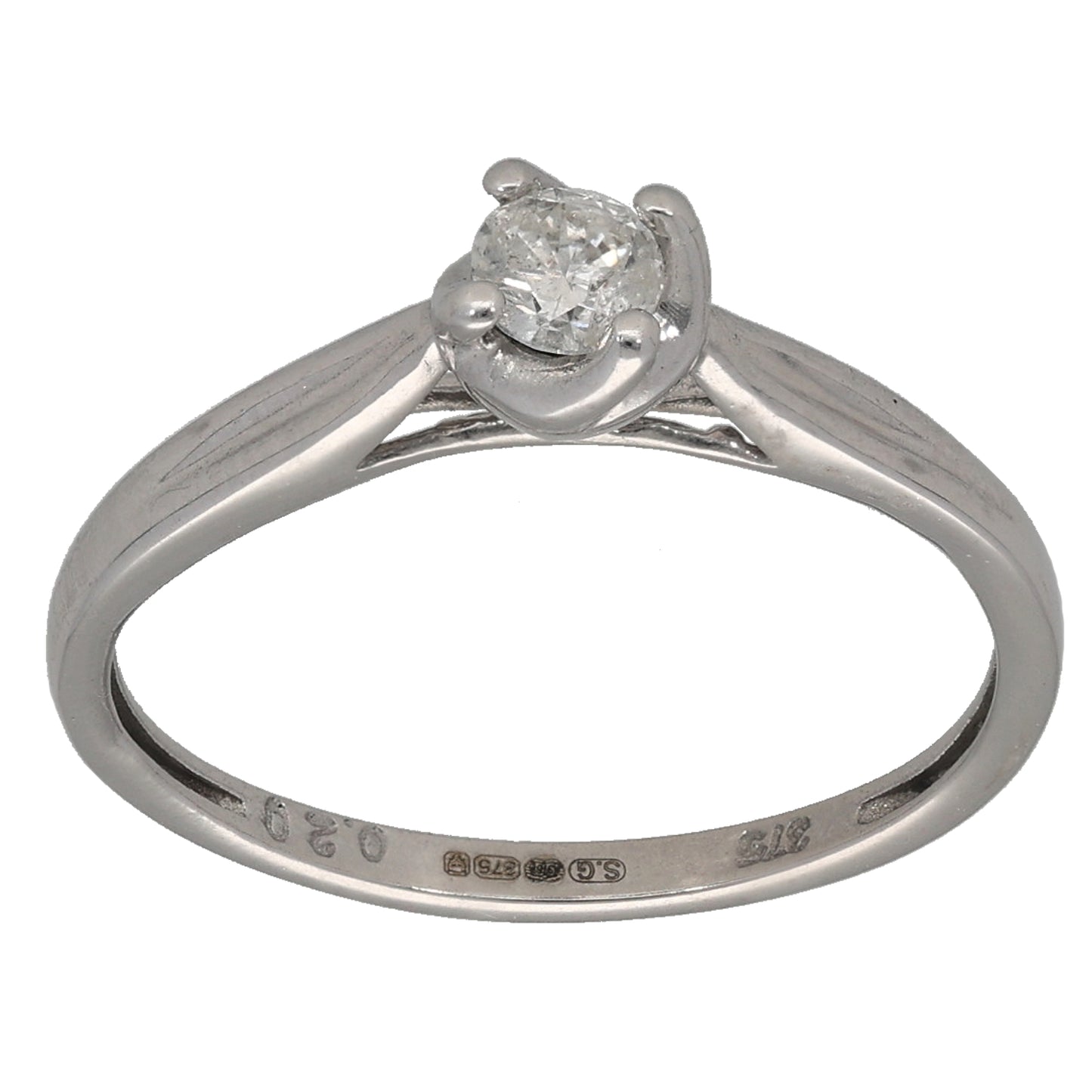 9ct White Gold 0.20ct Diamond Solitaire Ring Size M