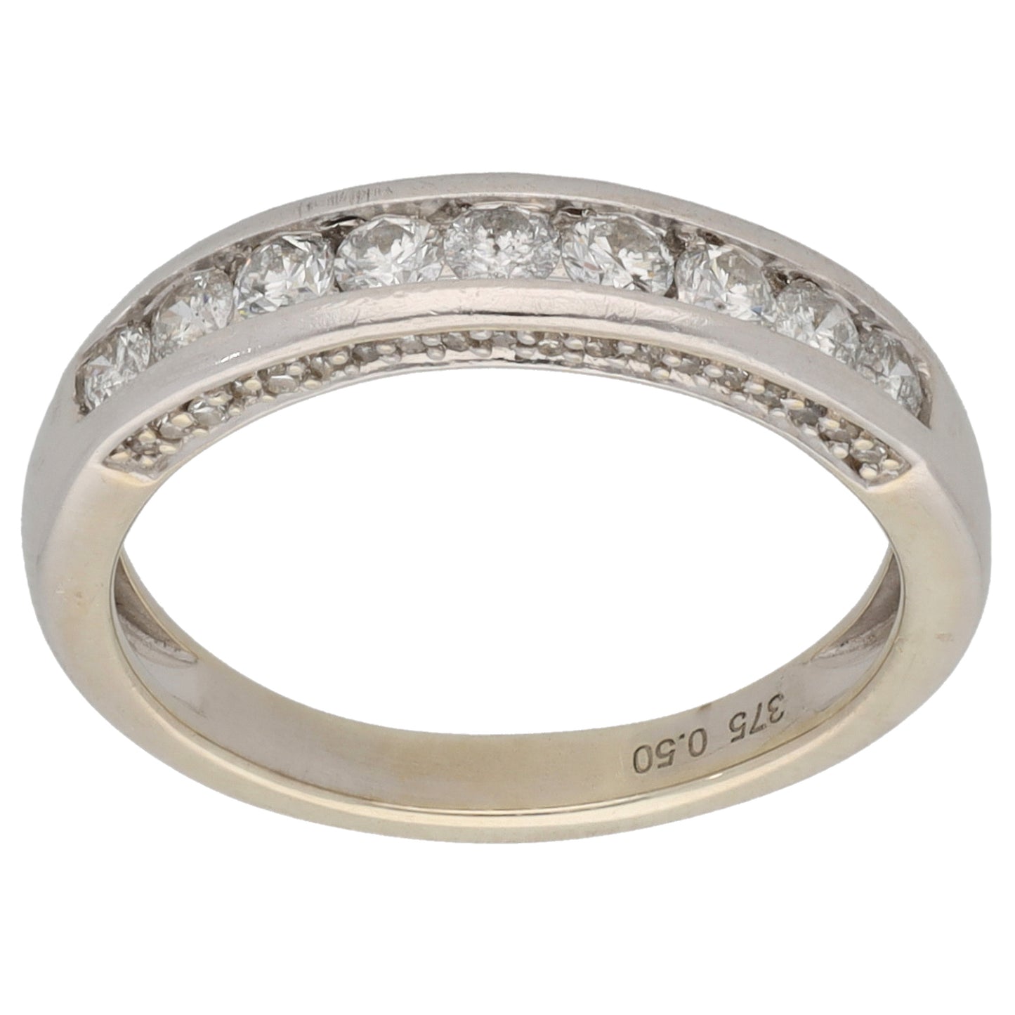 9ct White Gold 0.50ct Diamond Half Eternity Ring Size K