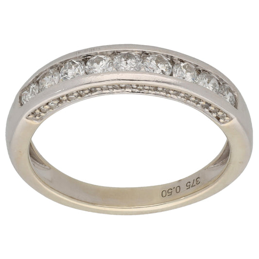 9ct White Gold 0.50ct Diamond Half Eternity Ring Size K