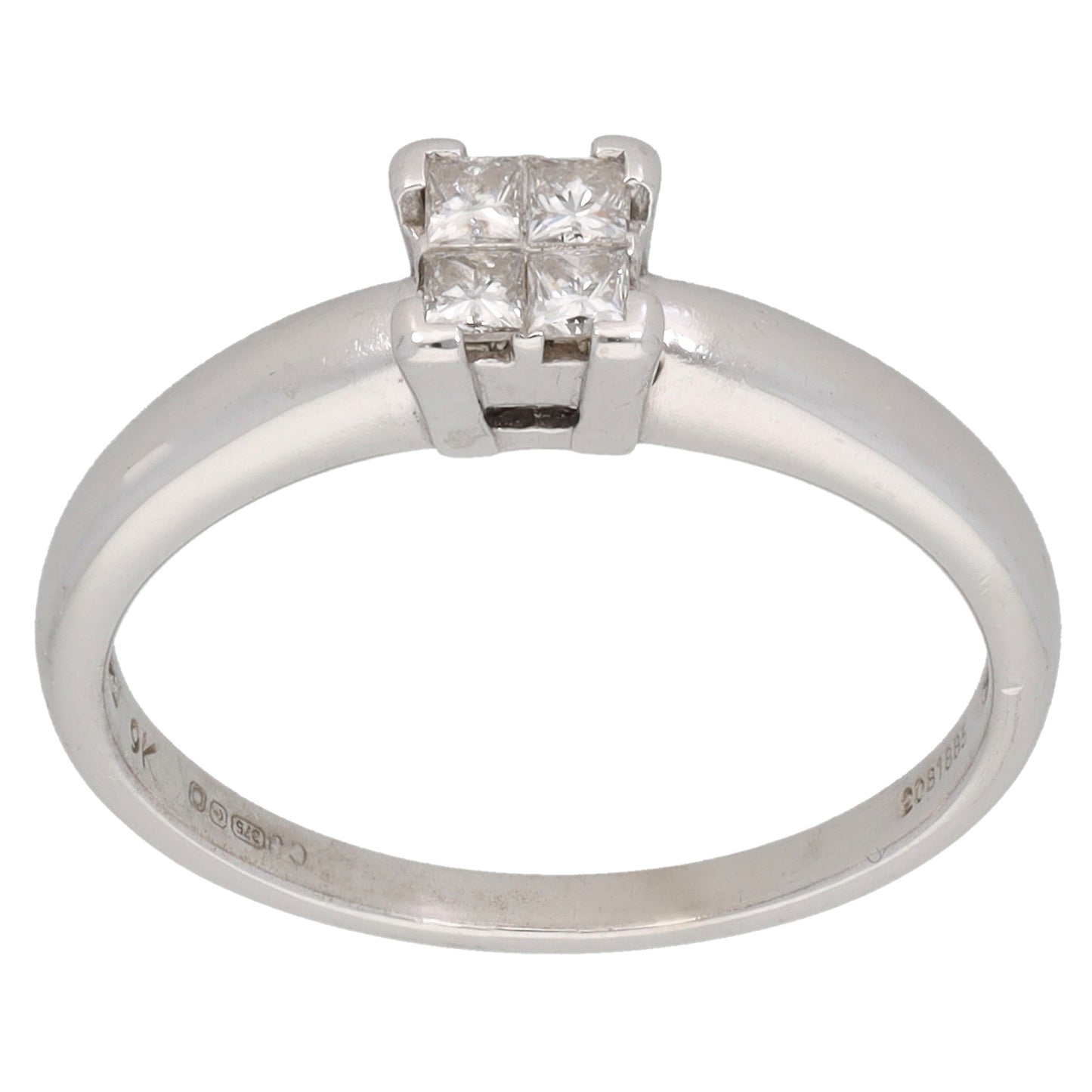 9ct White Gold 0.20ct Diamond Cluster Ring Size N