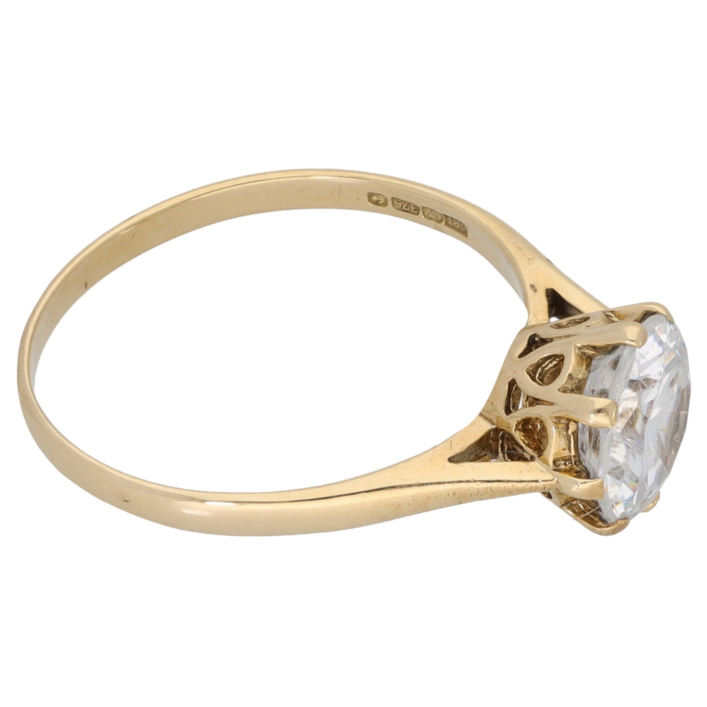 9ct Gold Cubic Zirconia Single Stone Ring Size P