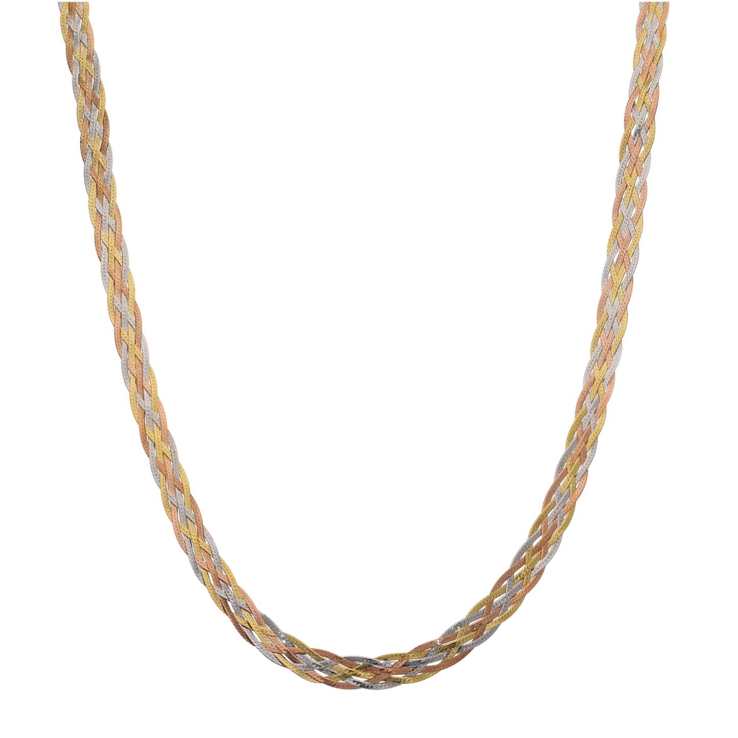 9ct Tricolour Gold Necklace & Bracelet Jewellery Set