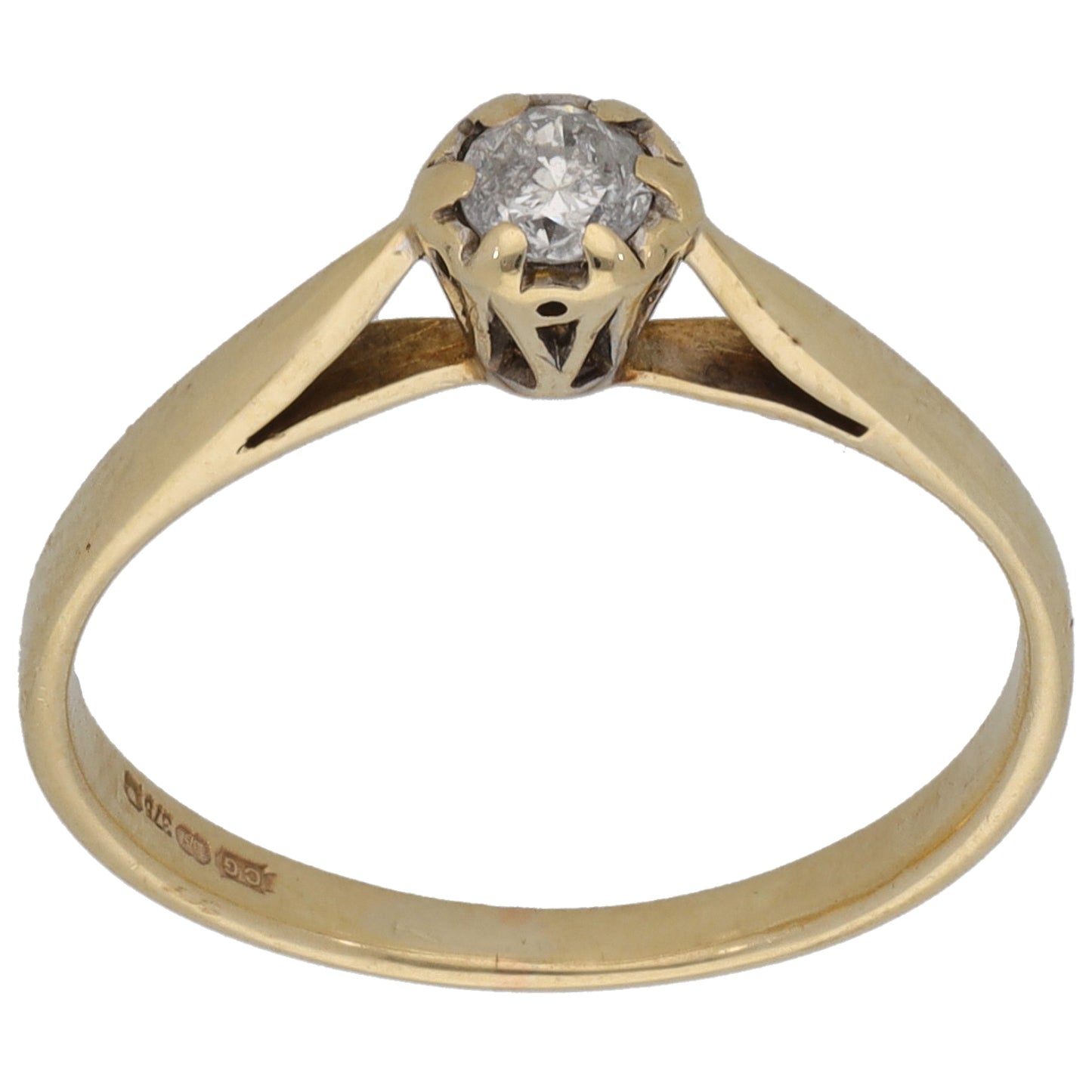 9ct Gold 0.15ct Diamond Solitaire Ring Size L