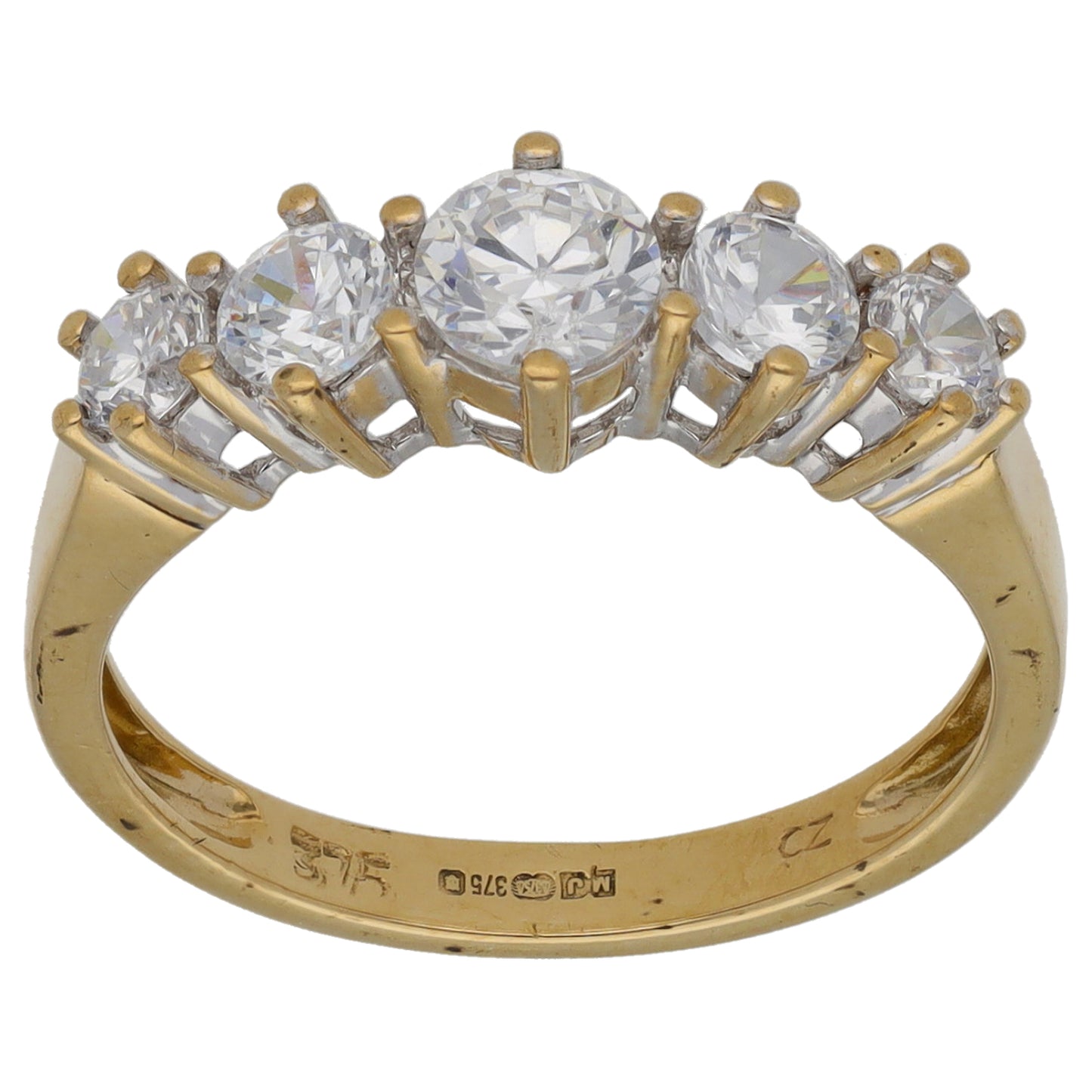 9ct Gold Cubic Zirconia Half Eternity Ring Size L