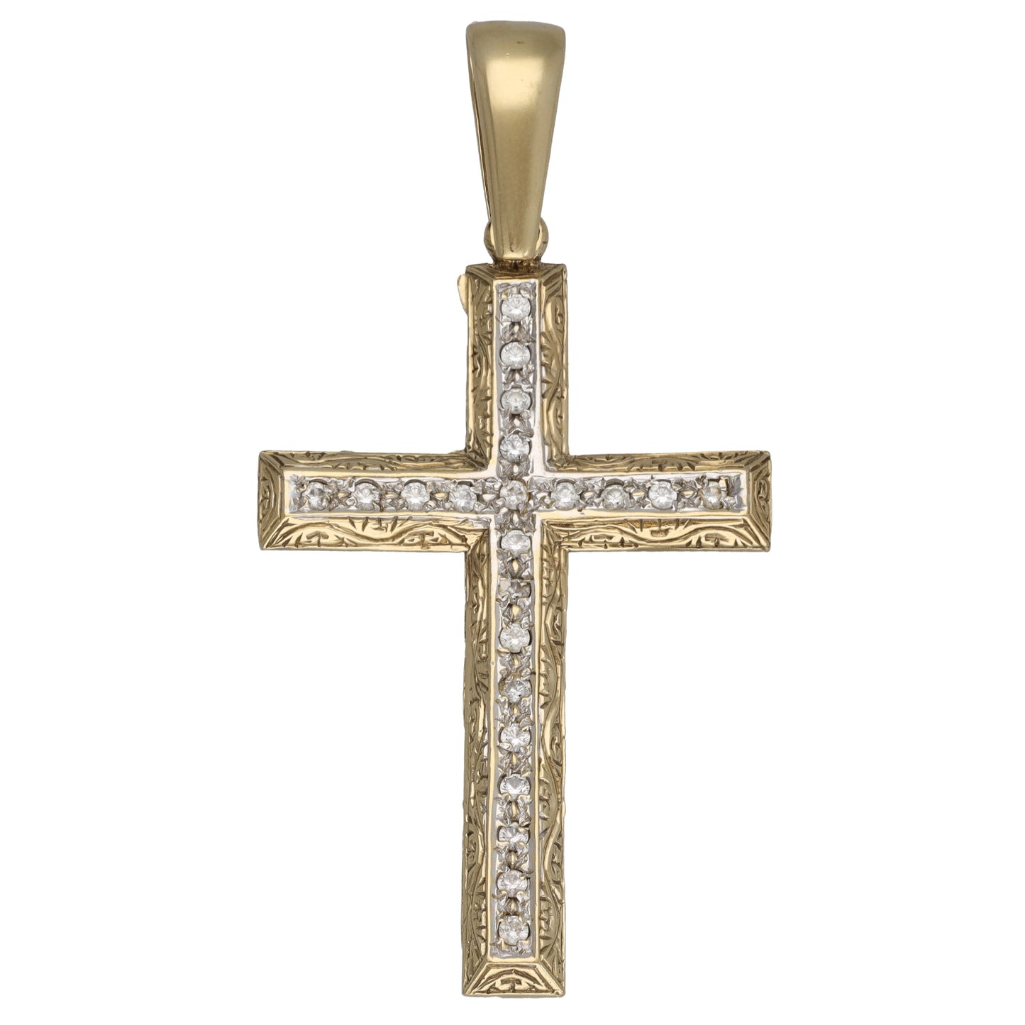9ct Gold Cubic Zirconia Cross Pendant