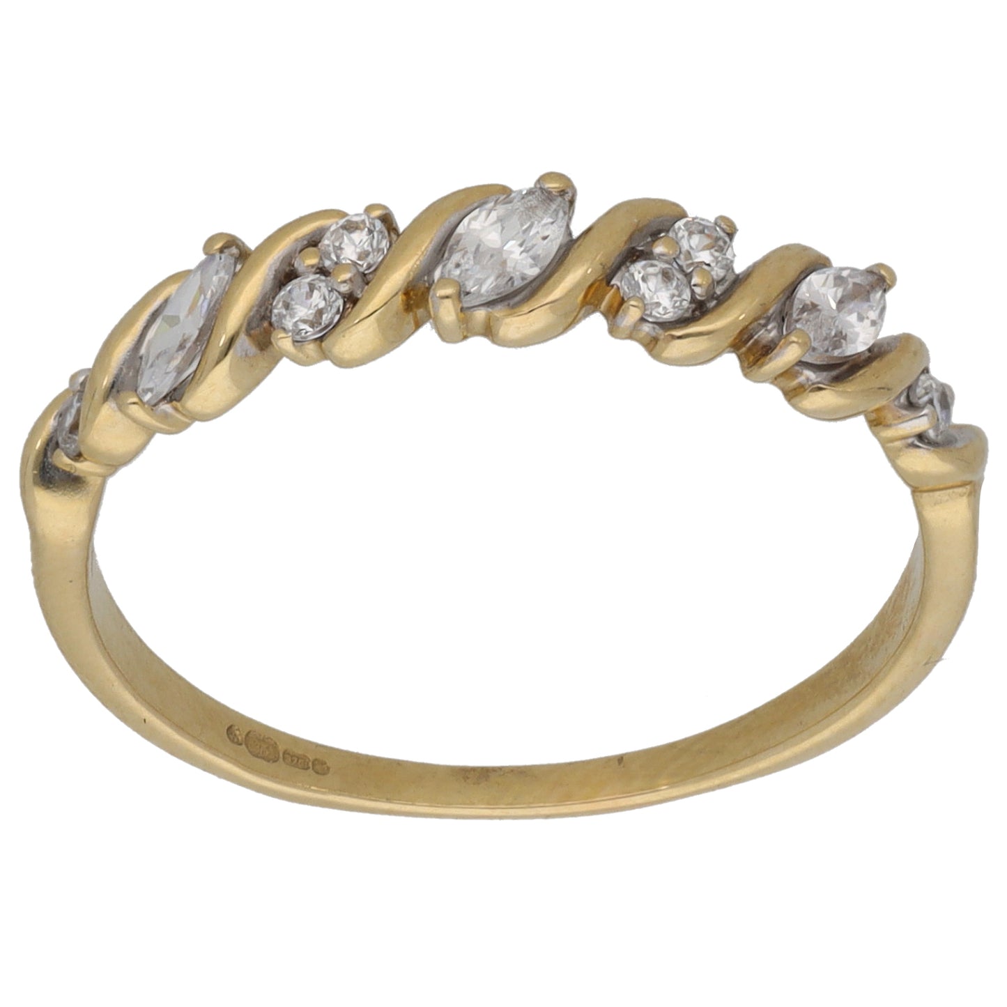9ct Gold Cubic Zirconia Half Eternity Ring Size P