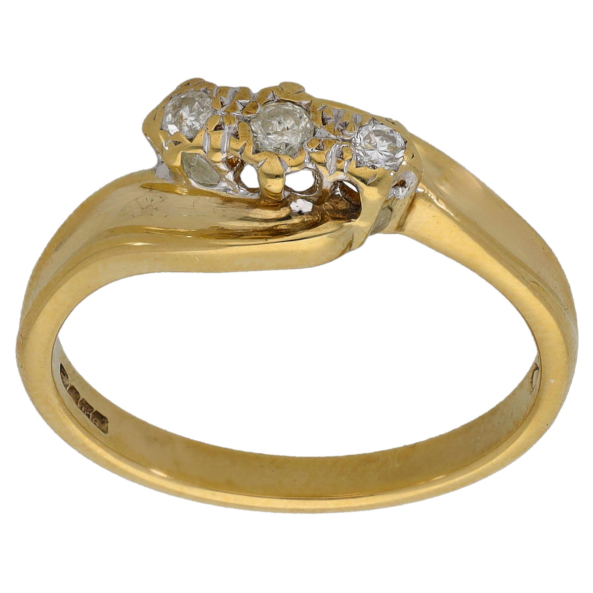 9ct Gold 0.12ct Diamond Trilogy Ring Size O