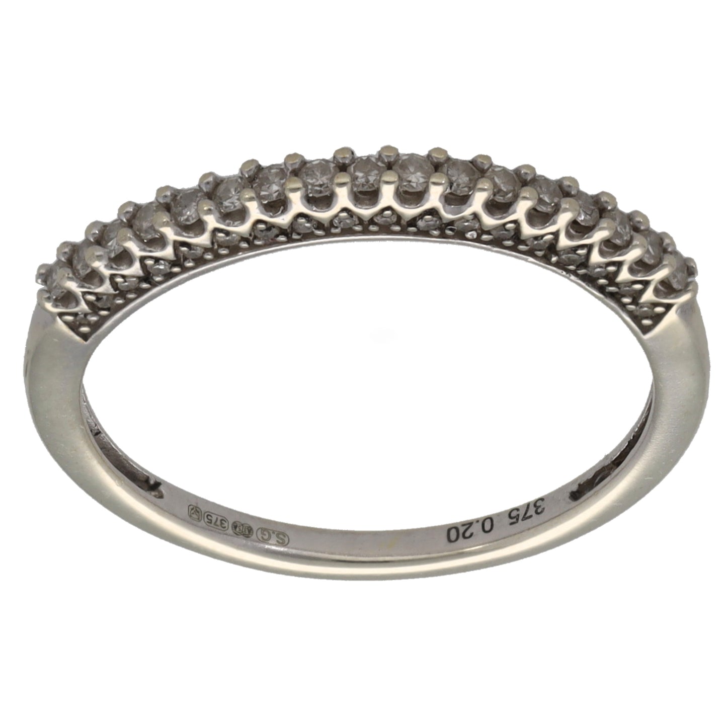 9ct White Gold 0.20ct Diamond Half Eternity Ring Size N