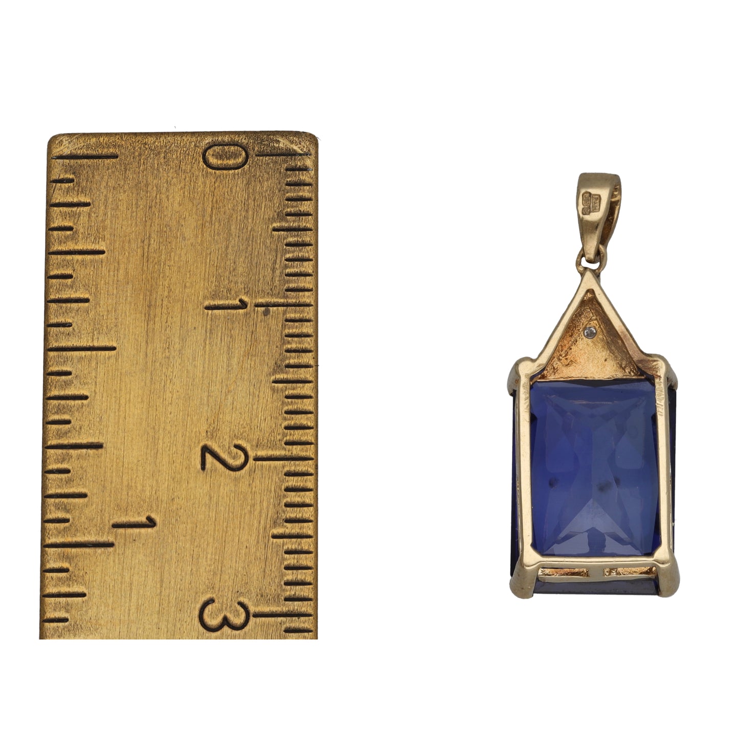 9ct Gold Sapphire & 0.005ct Diamond Dress/Cocktail Pendant