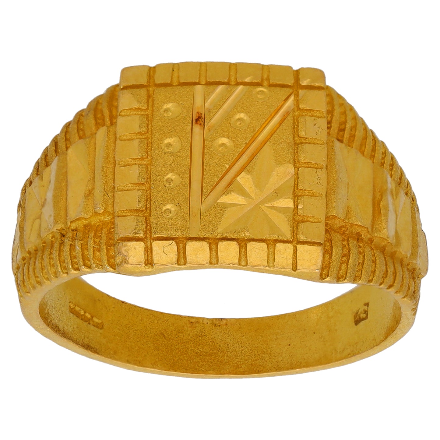 22ct Gold Patterned Signet Ring Size W