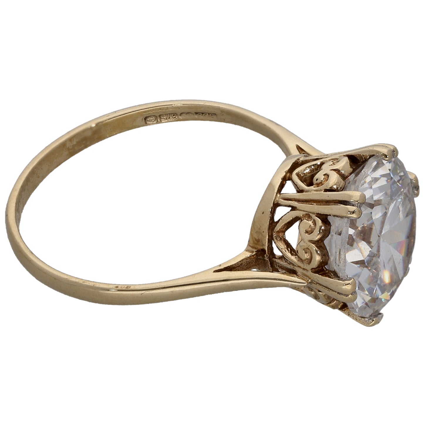 9ct Gold Cubic Zirconia Single Stone Ring Size N