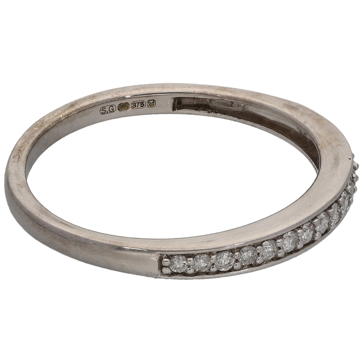 9ct White Gold 0.13ct Diamond Half Eternity Ring Size N