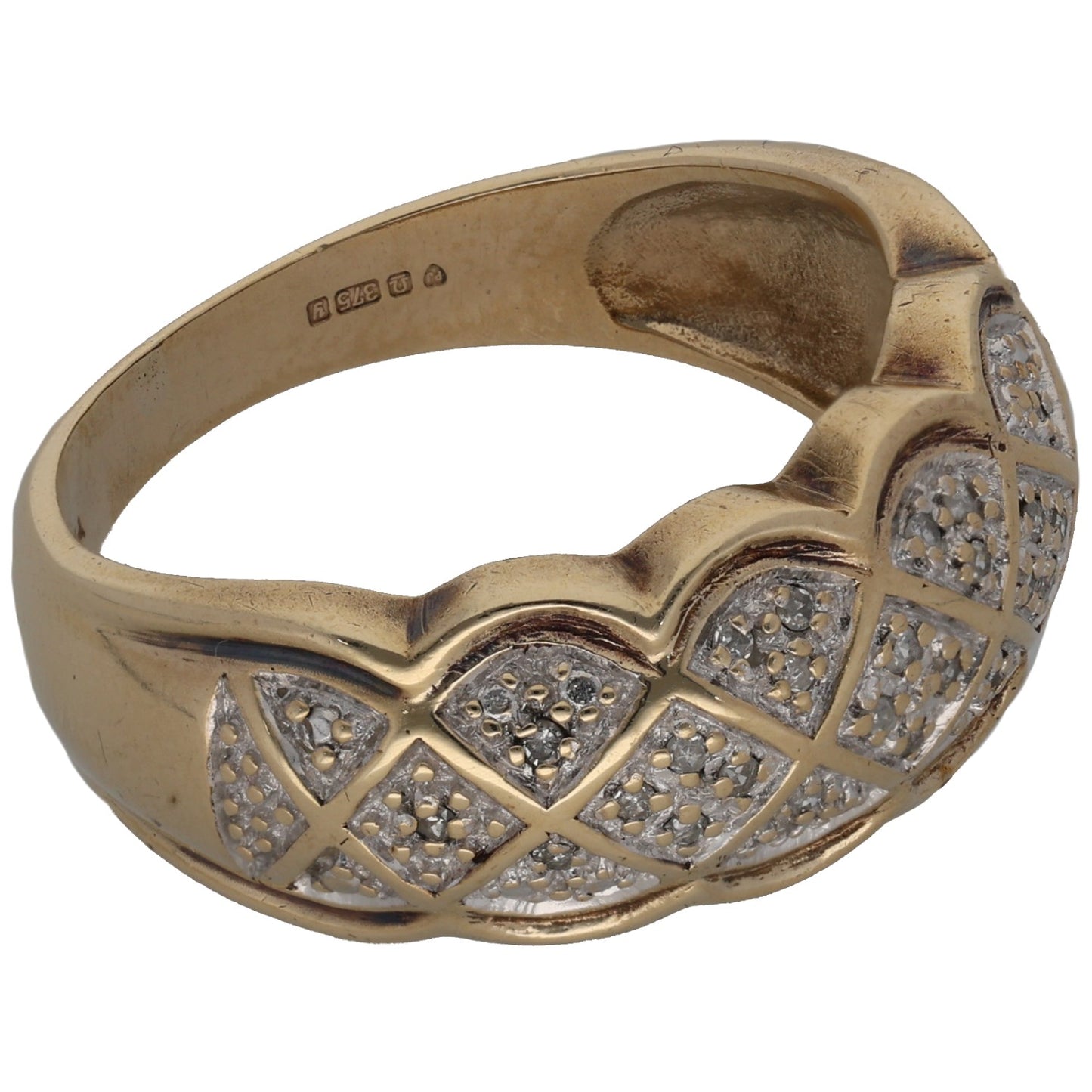 9ct Gold 0.075ct Diamond Dress/Cocktail Ring Size P