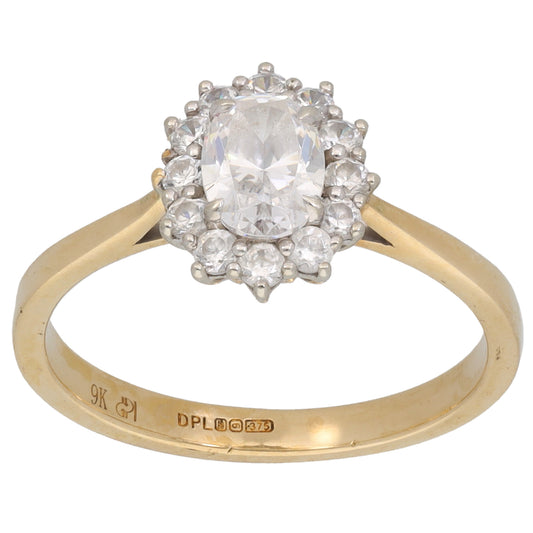 9ct Gold Cubic Zirconia Cluster Ring Size P