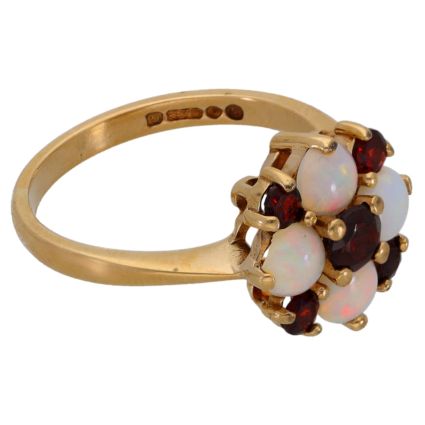 9ct Gold Opal & Garnet Dress/Cocktail Ring Size J