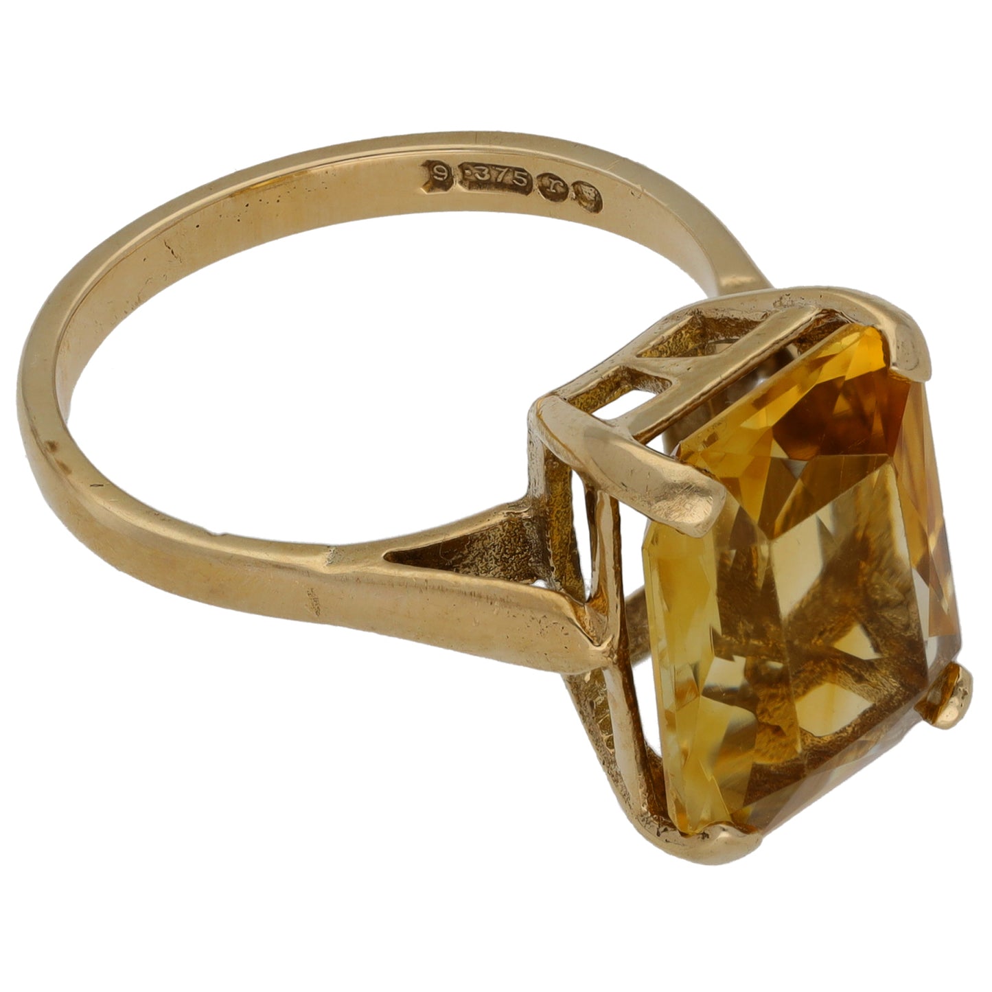 9ct Gold Citrine Single Stone Ring Size O