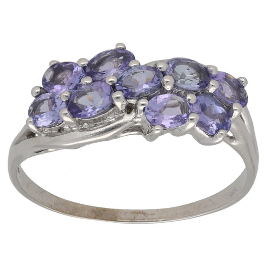 9ct White Gold Tanzanite Dress/Cocktail Ring Size R