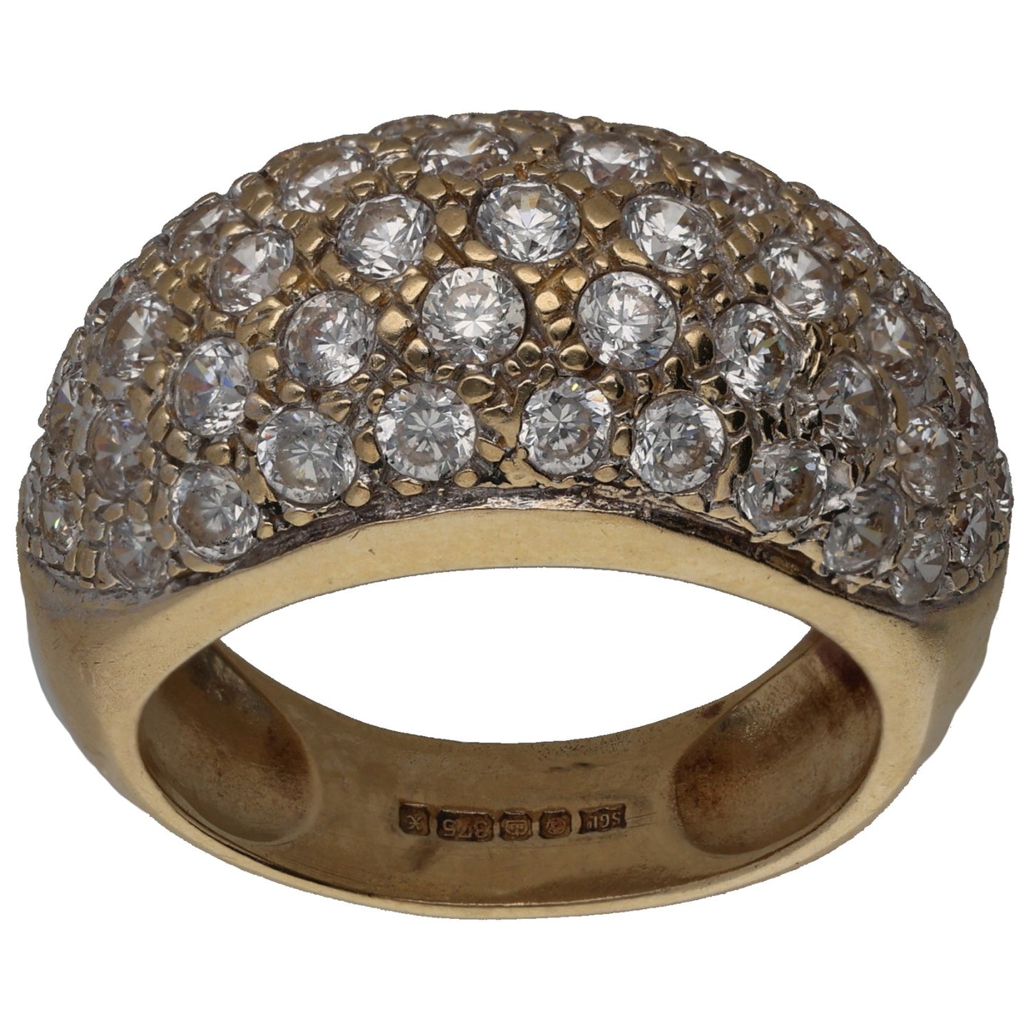 9ct Gold Cubic Zirconia Dress/Cocktail Ring Size O