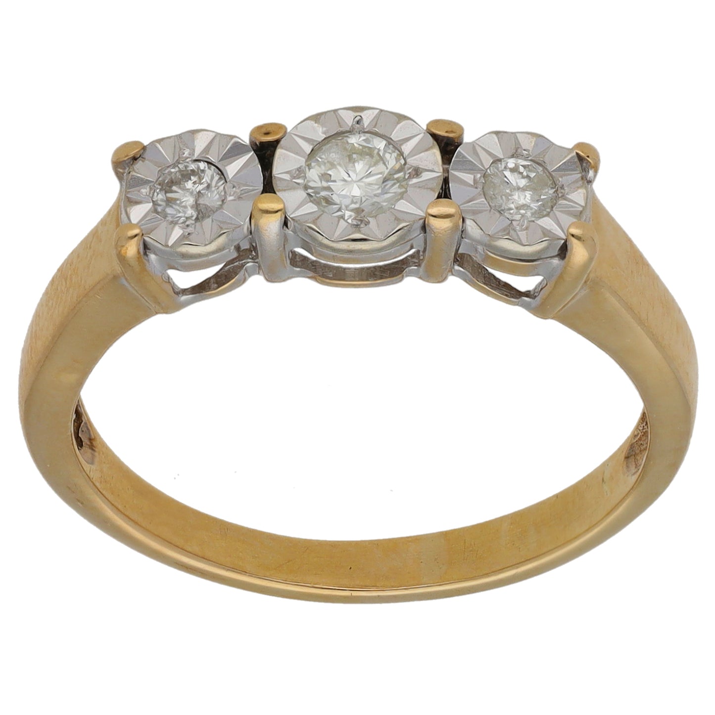 9ct Gold 0.25ct Diamond Trilogy Ring Size P