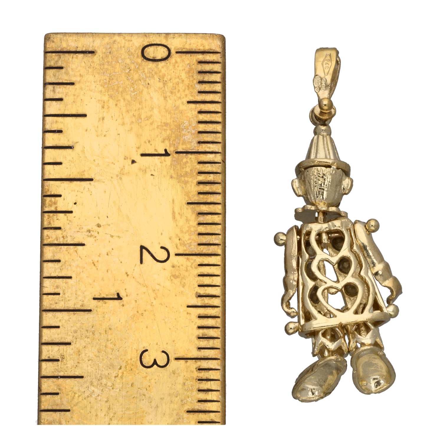 New 9ct Gold Cubic Zirconia Clown Pendant 32mm