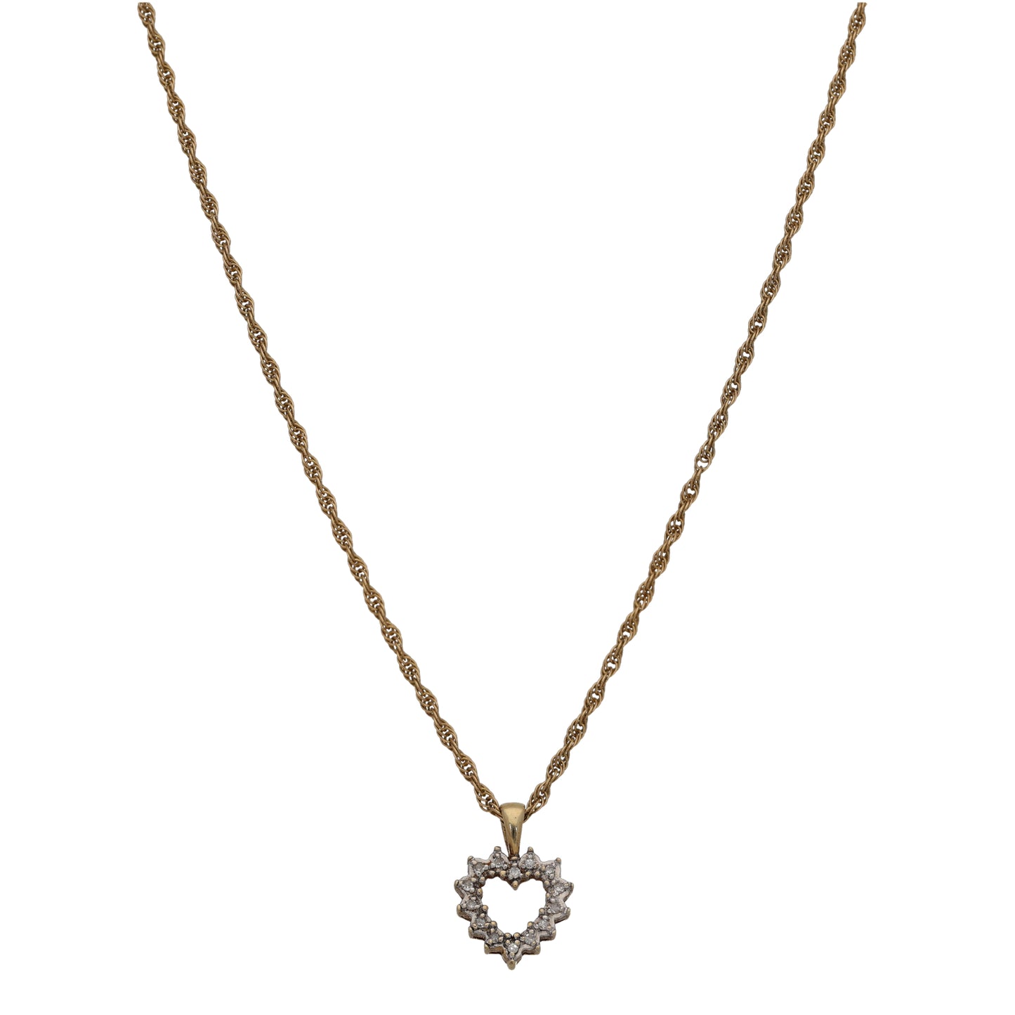 9ct Gold 0.14ct Diamond Heart Pendant With Chain