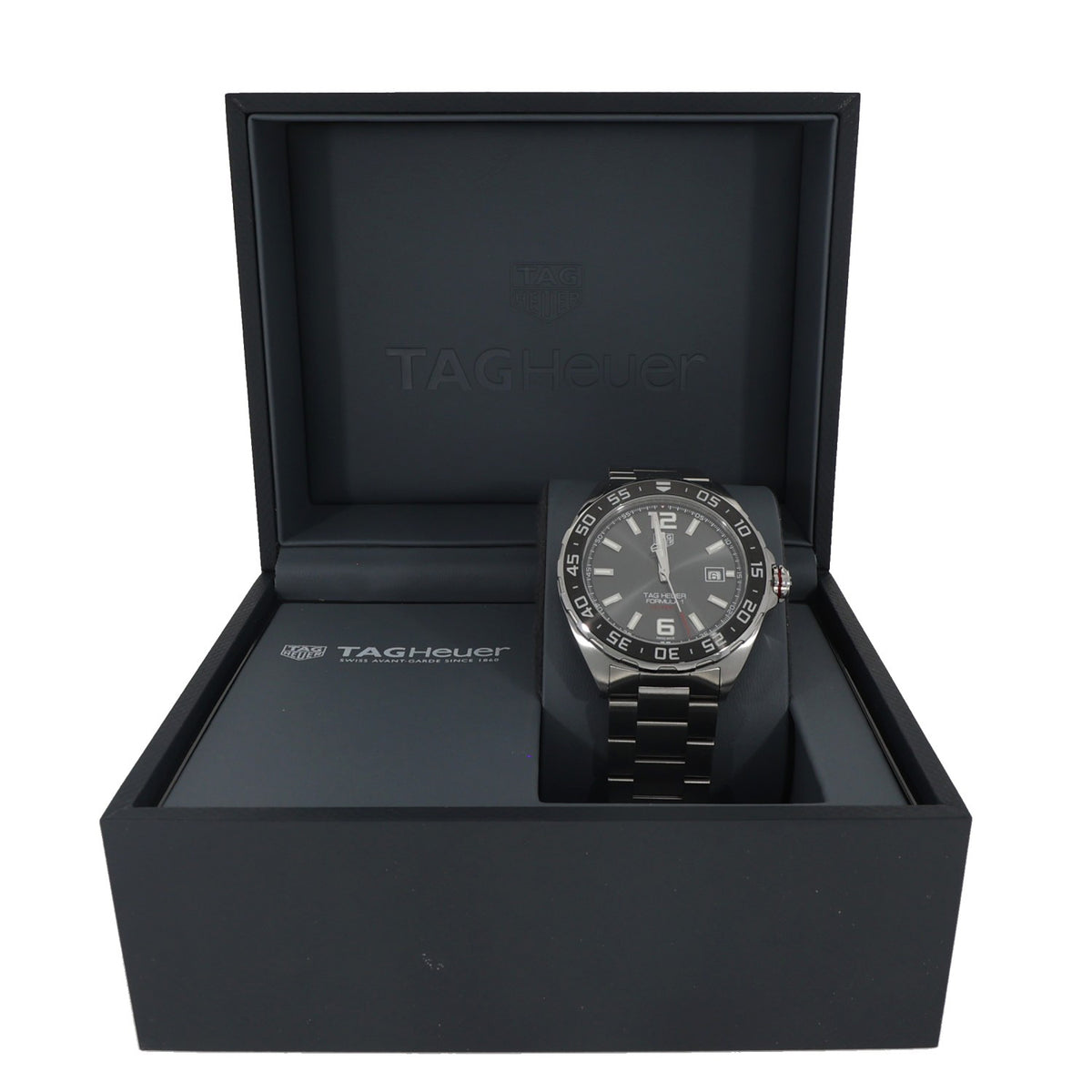 Tag Heuer F1 WAZ2011 Stainless steel wristwatch with dark dial in black presentation box