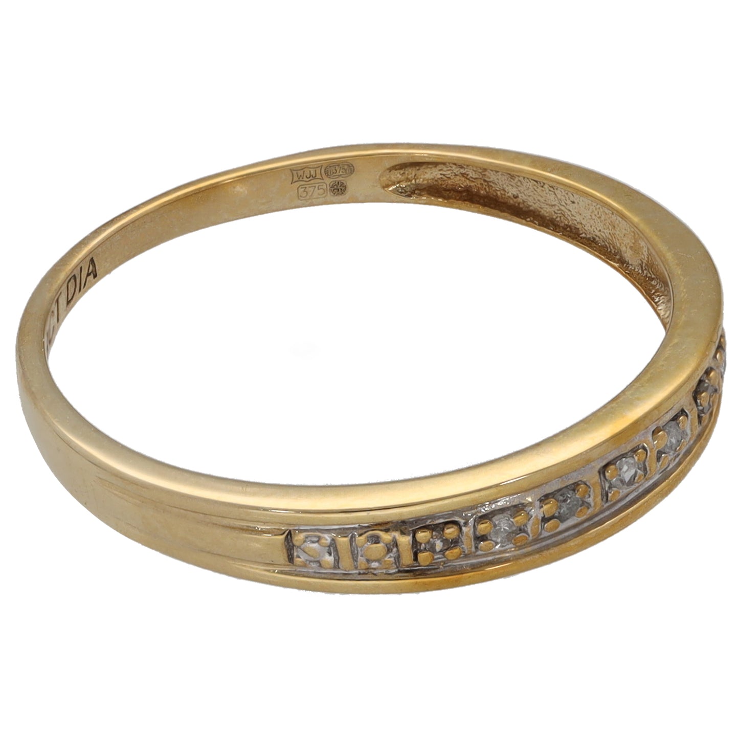9ct Gold 0.035ct Diamond Half Eternity Ring Size P