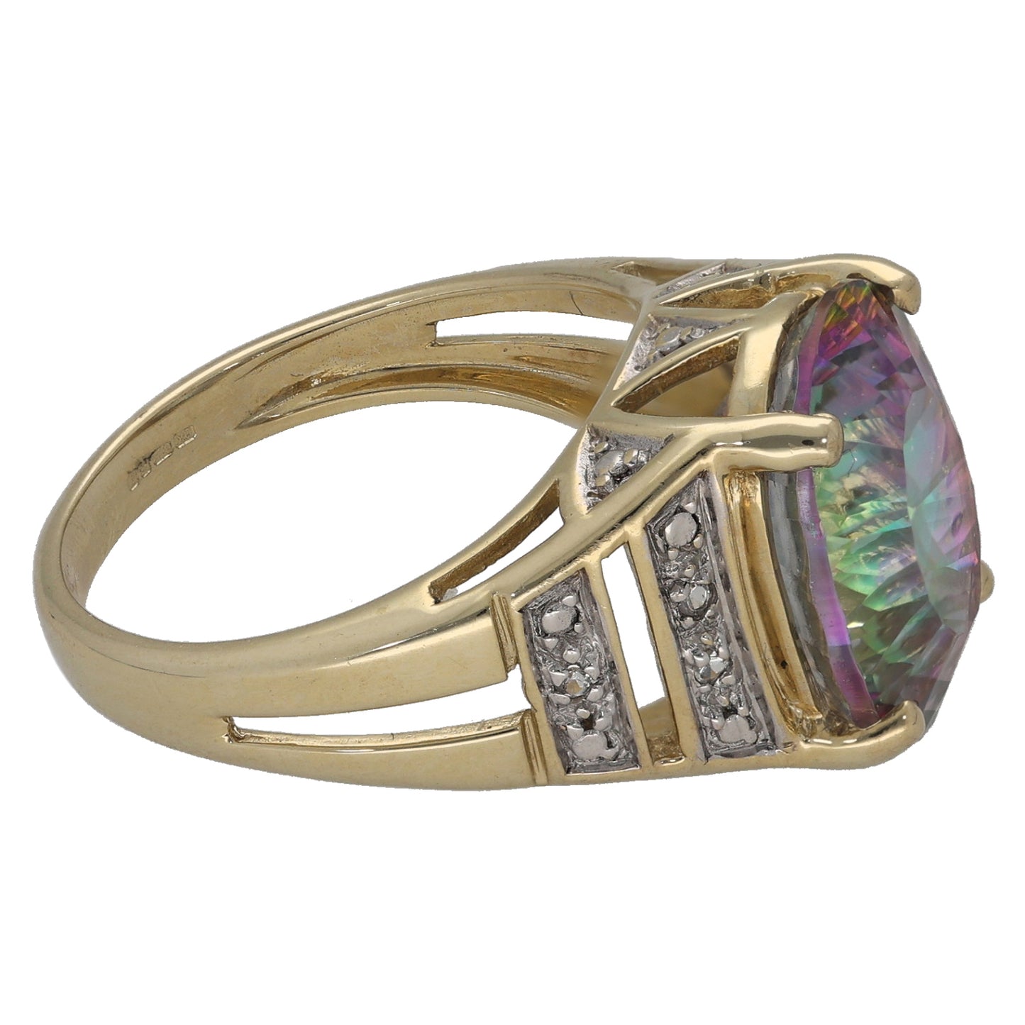 9ct Gold Coated Topaz & Cubic Zirconia Dress/Cocktail Ring Size M