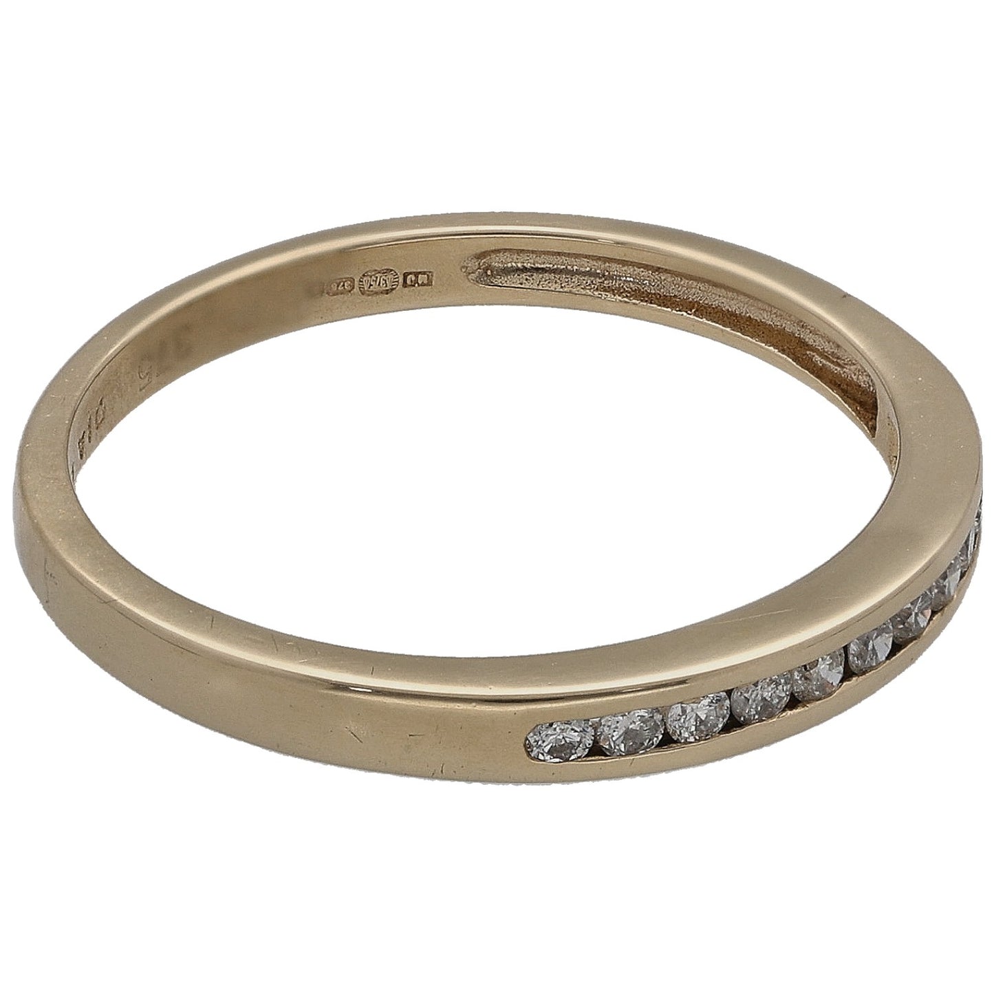 9ct Gold 0.15ct Diamond Half Eternity Ring Size O