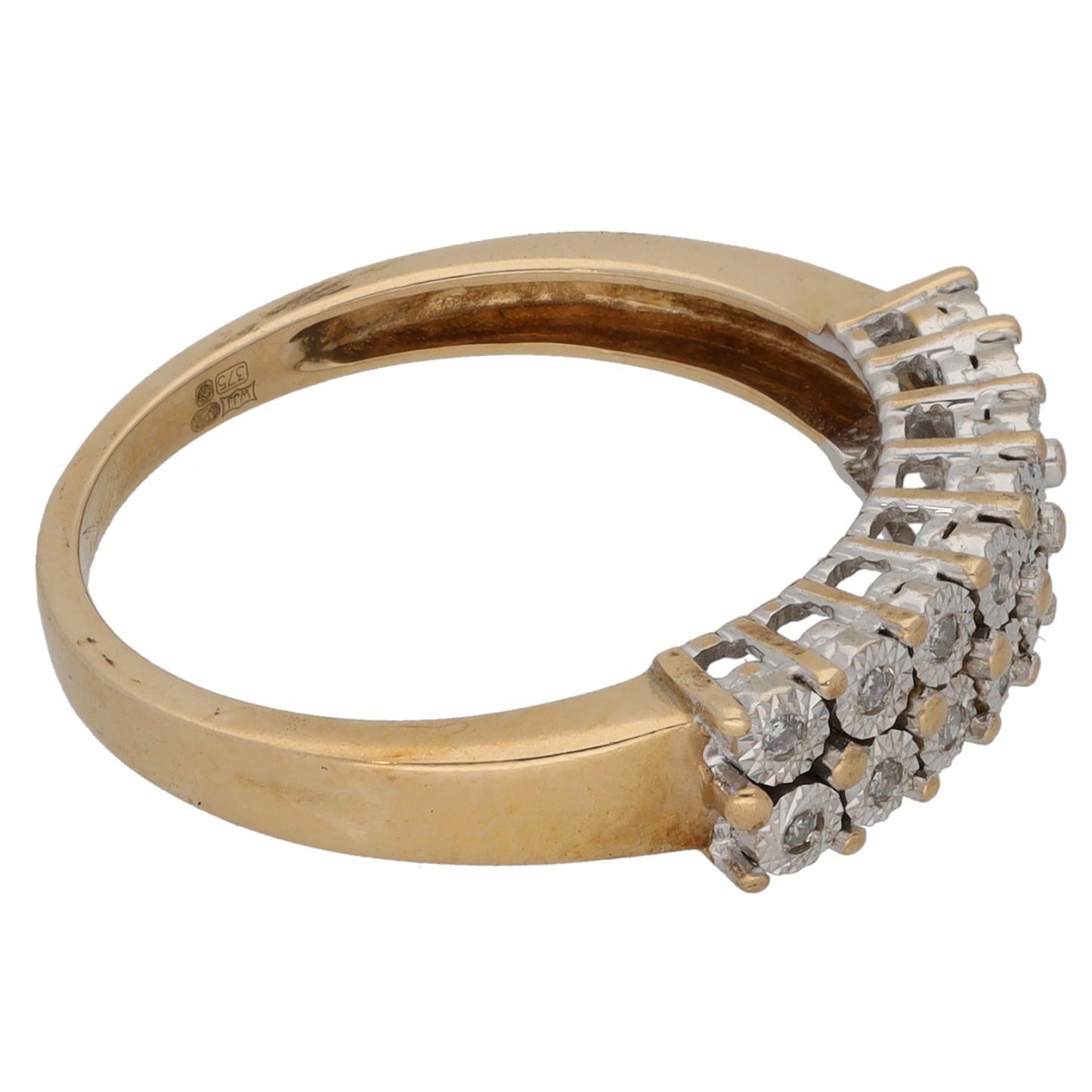 9ct Gold 0.10ct Diamond Half Eternity Ring Size N