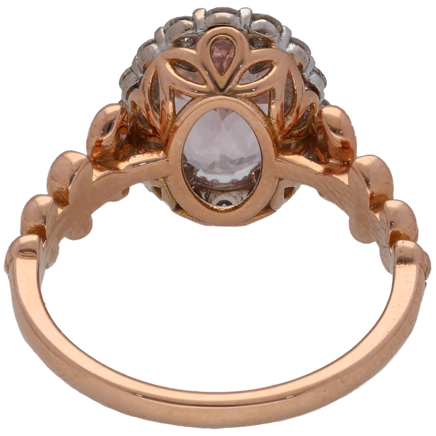 18ct Rose Gold Morganite & 0.48ct Diamond Dress/Cocktail Ring Size M