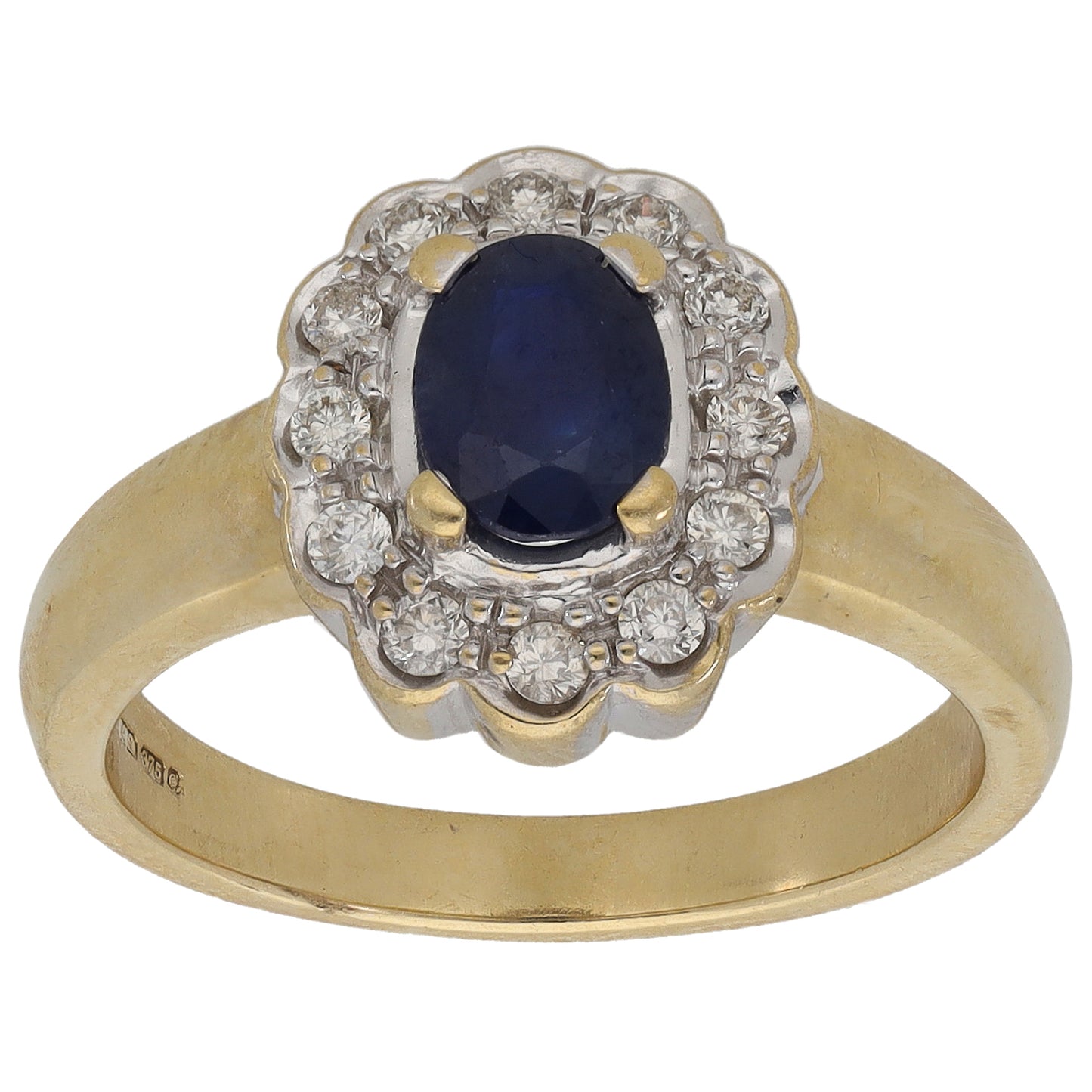 9ct Gold 0.24ct Diamond & Sapphire Cluster Ring Size N