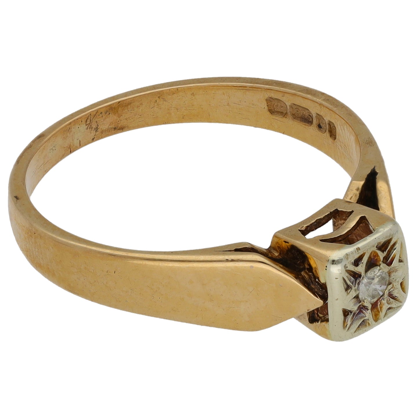9ct Gold 0.03ct Diamond Solitaire Ring Size N