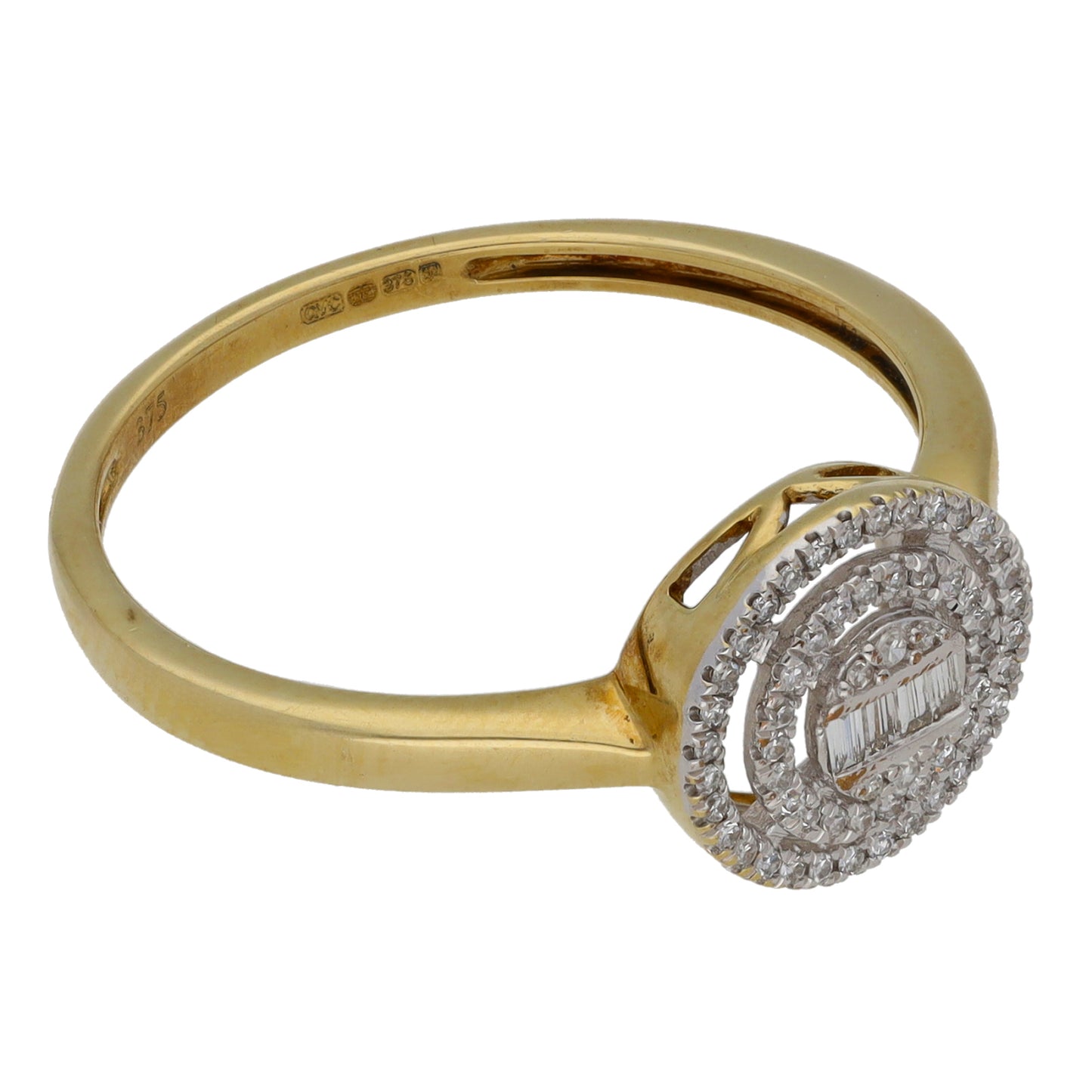 9ct Gold 0.35ct Diamond Cluster Ring Size S