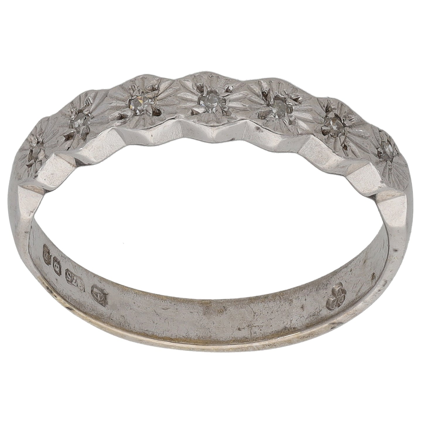 9ct White Gold 0.07ct Diamond Half Eternity Ring Size M