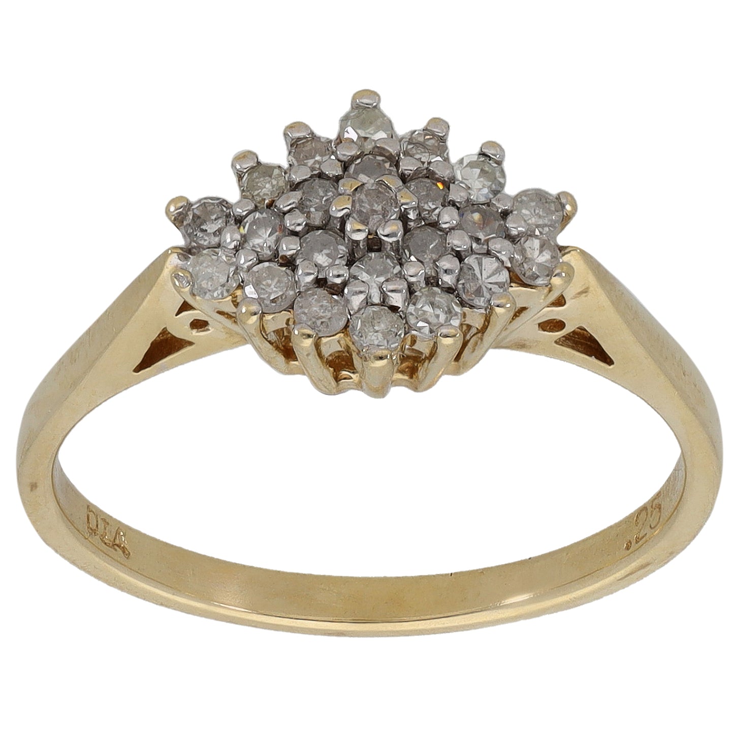 9ct Gold 0.25ct Diamond Cluster Ring Size M