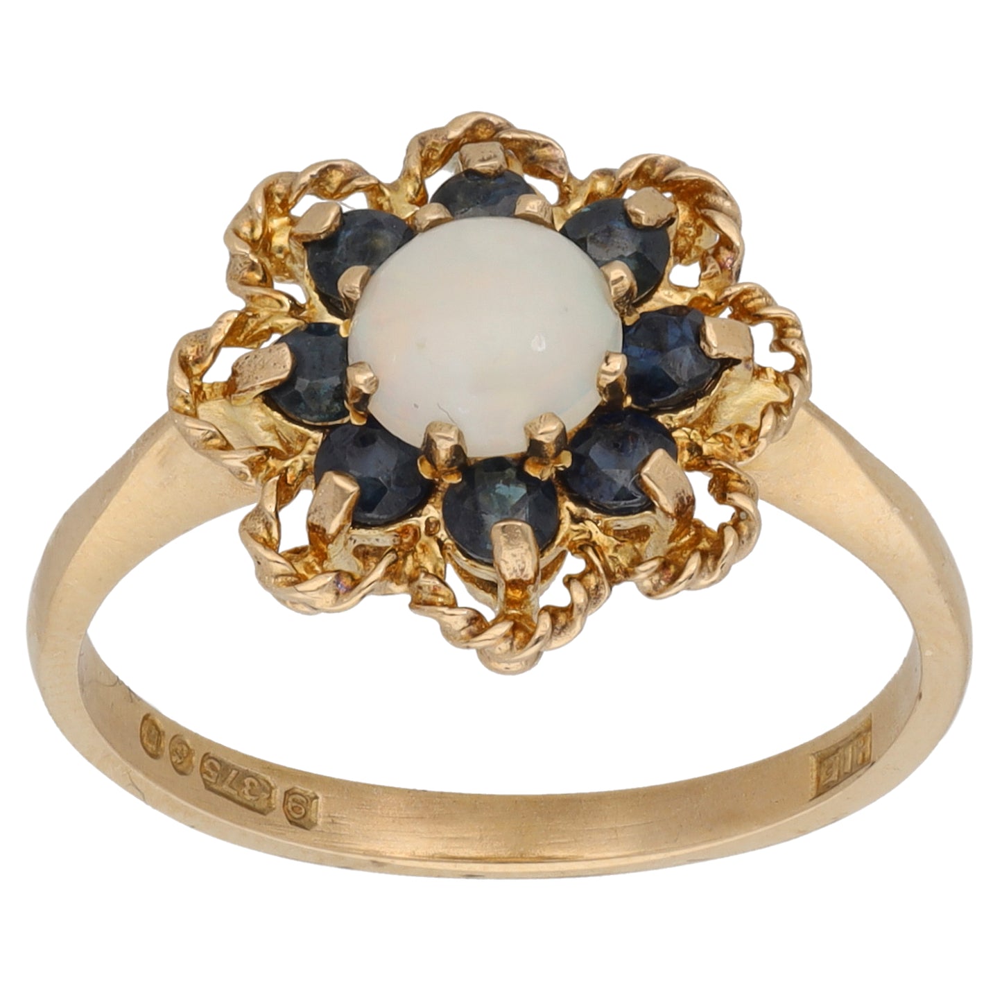 9ct Gold Sapphire & Opal Dress/Cocktail Ring Size O