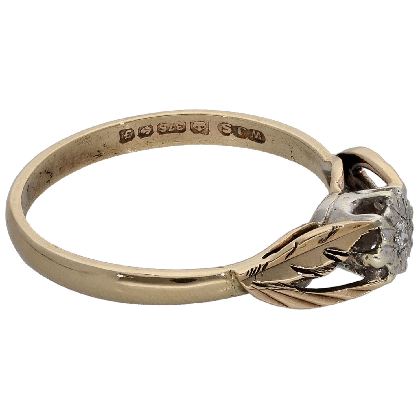 9ct Gold 0.02ct Diamond Solitaire Ring Size N 1/2