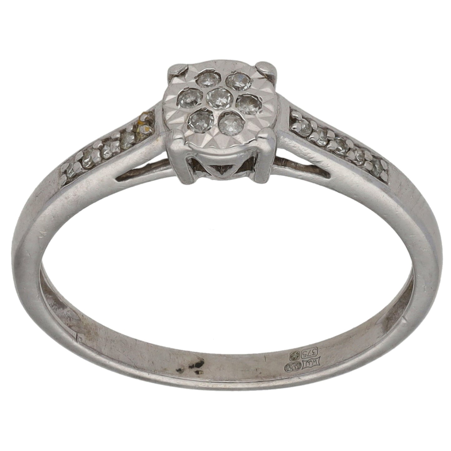 9ct White Gold 0.10ct Diamond Cluster Ring Size N