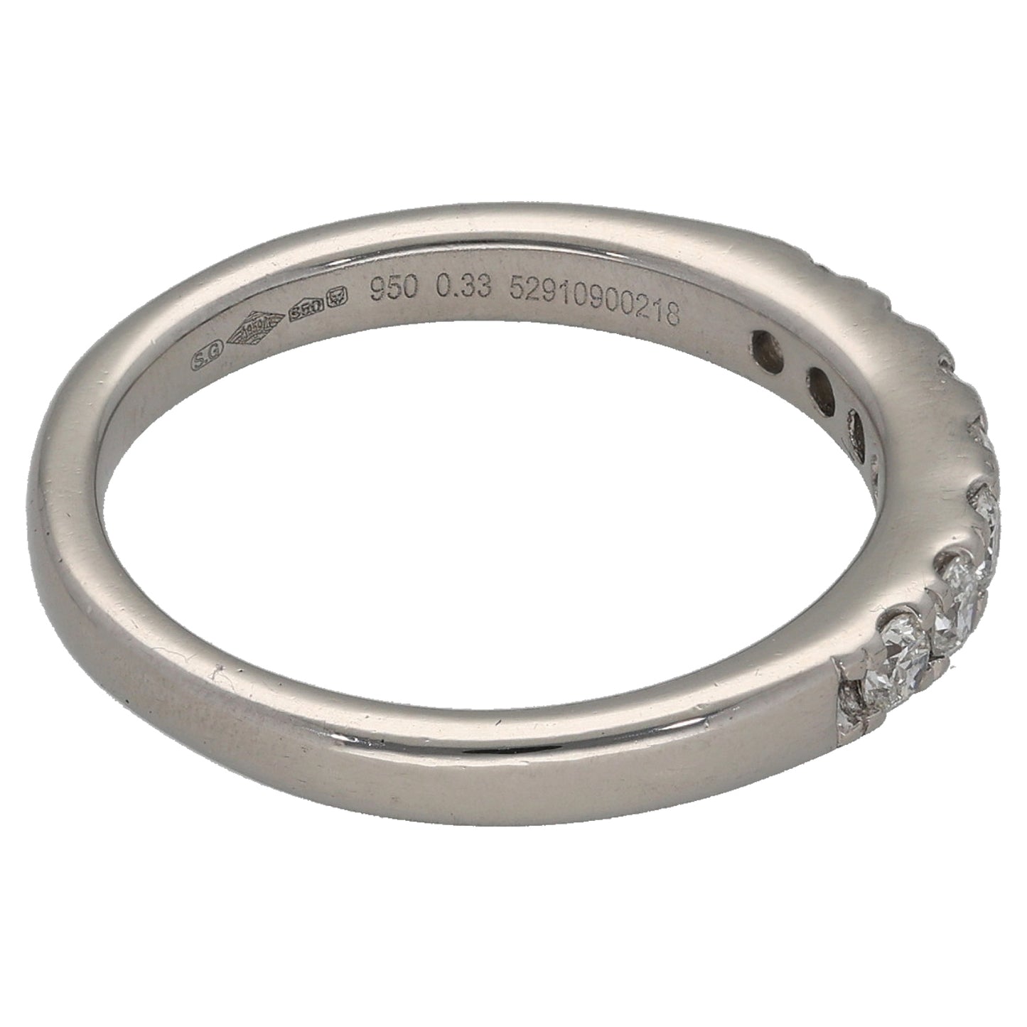 Platinum 0.33ct Diamond Half Eternity Ring Size M