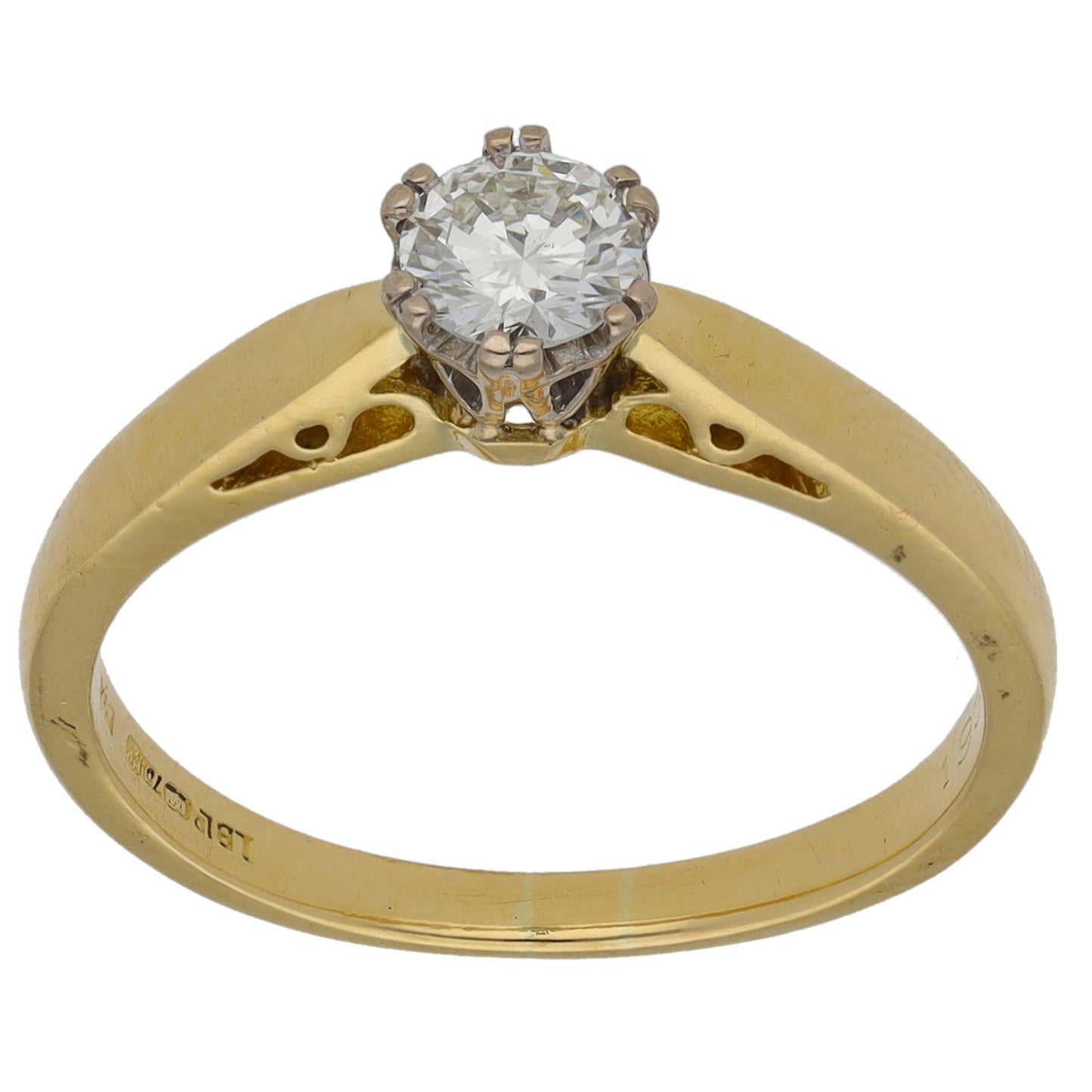 18ct Gold 0.34ct Diamond Solitaire Ring Size N
