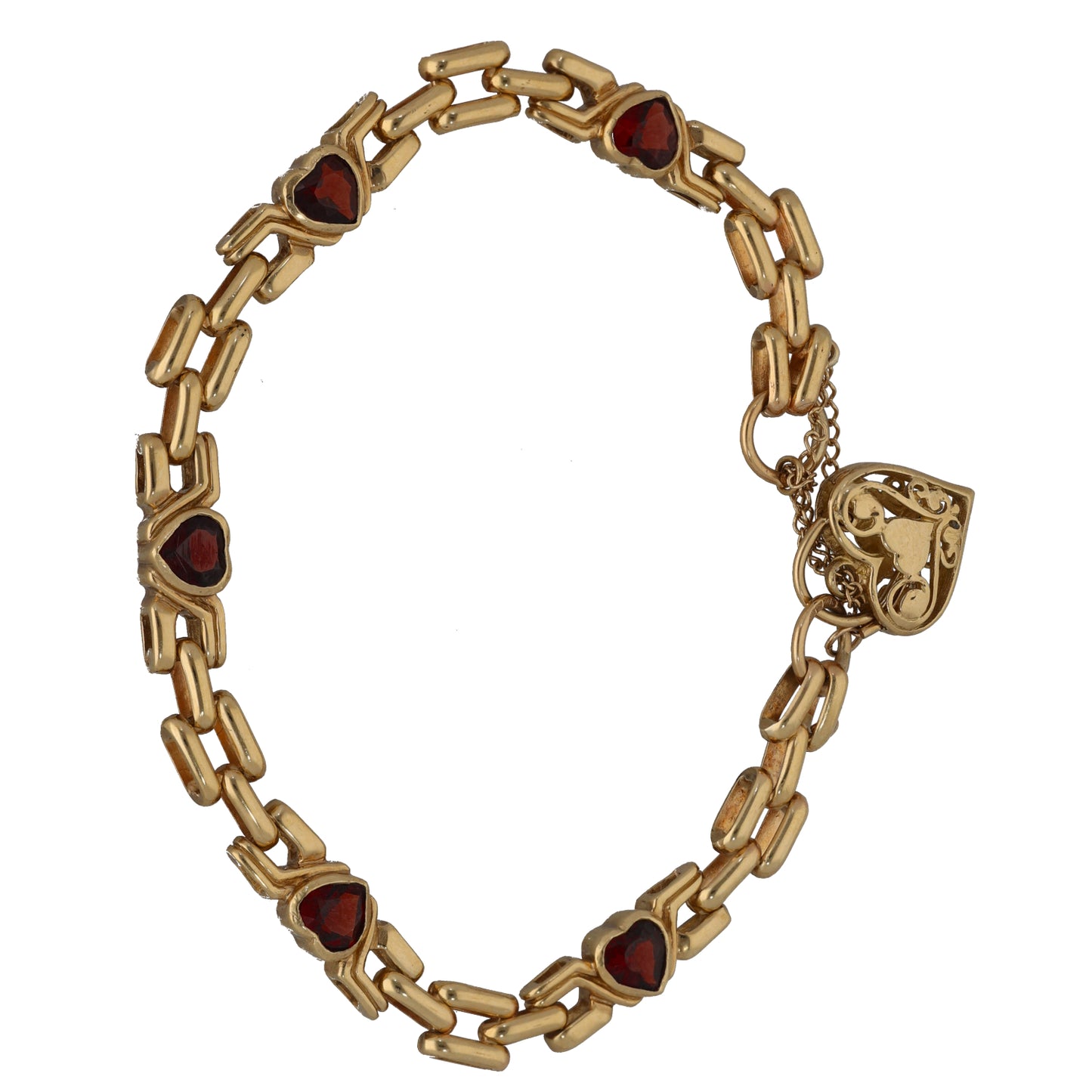 9ct Gold Garnet Fancy Stone Set Bracelet