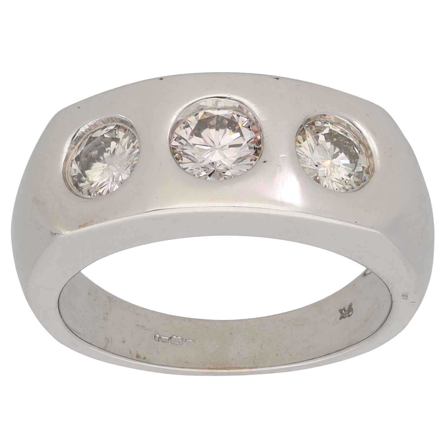 9ct White Gold 1.50ct Diamond Three Stone Ring Size U