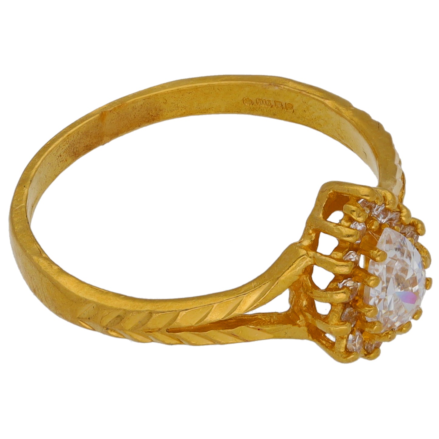22ct Gold Imitation Gems Cluster Ring Size O