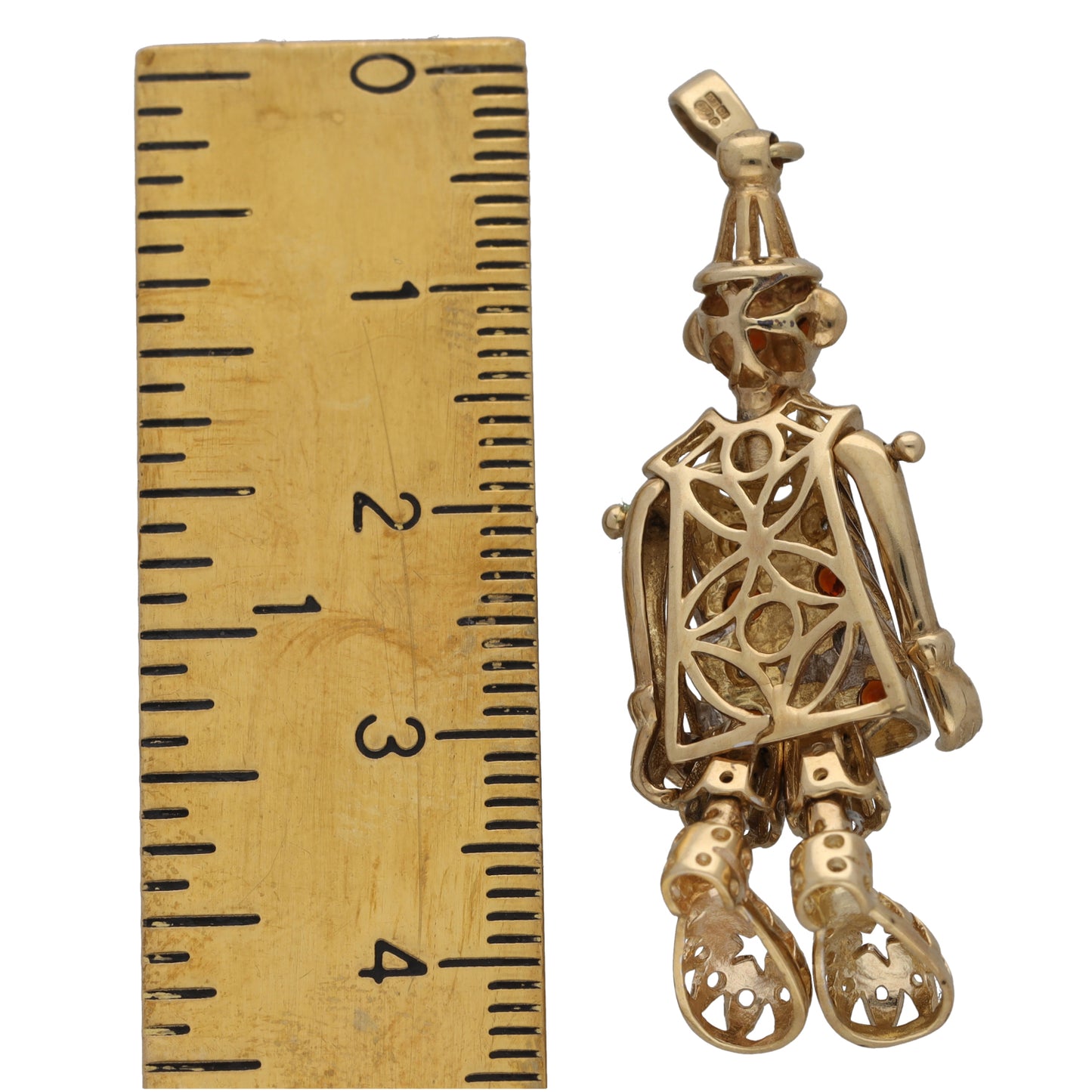 9ct Gold Garnet & 0.02ct Diamond Clown Pendant