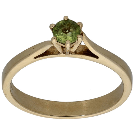 9ct Gold Peridot Single Stone Ring Size N