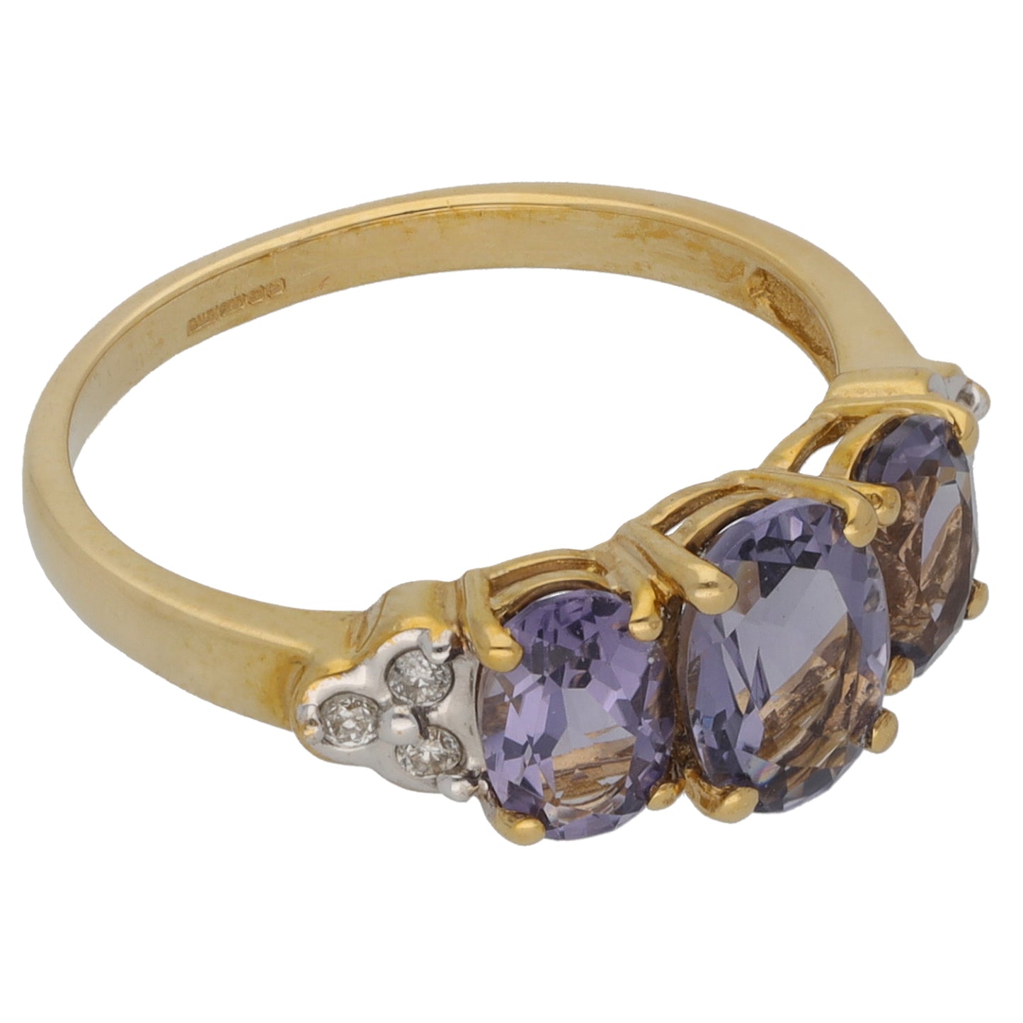 9ct Gold Treated Quartz & 0.06ct Diamond Dress/Cocktail Ring Size K